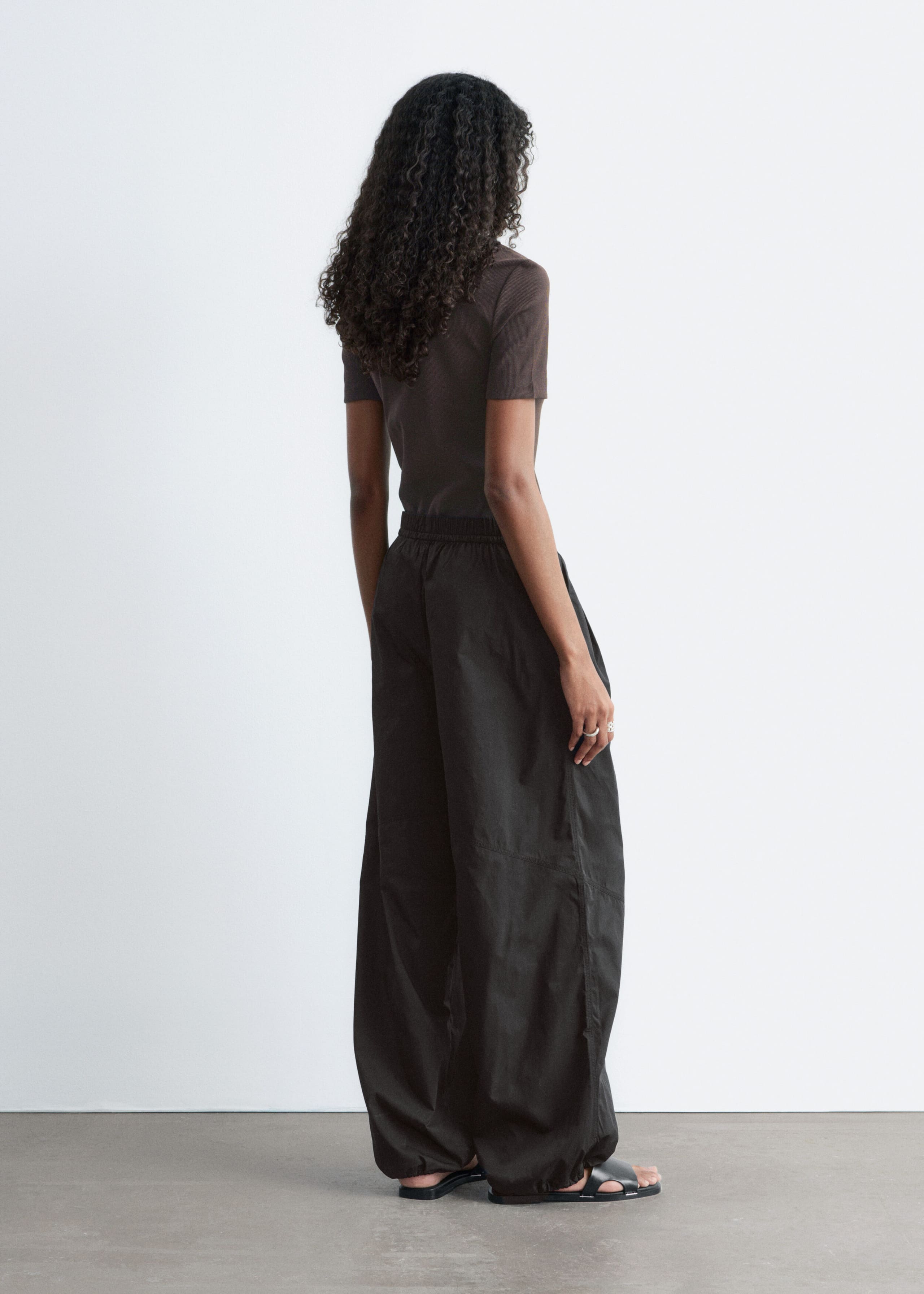 Image of Drawstring Barrel Leg Trousers