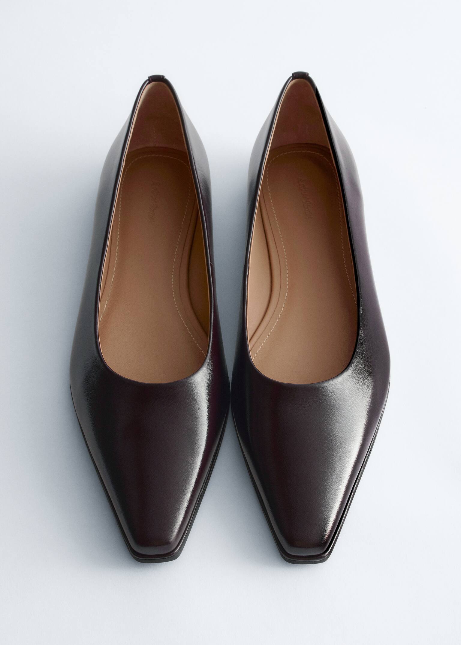 Кожени балетни обувки - Тъмнокафяво/Черни намачкани - 5
