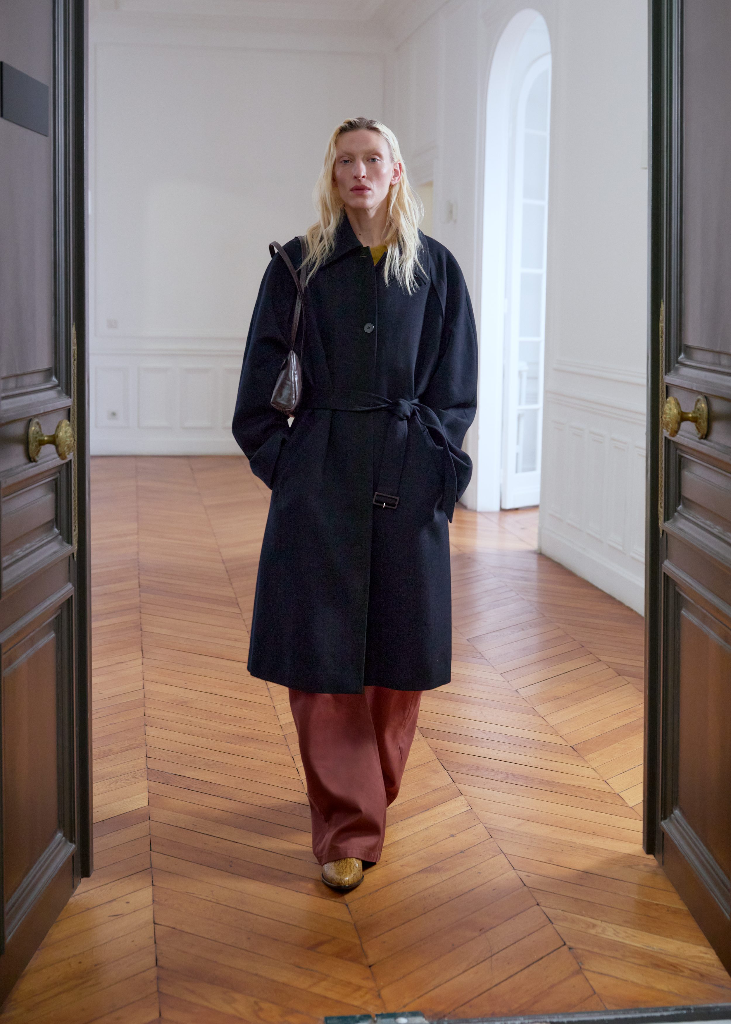 Tie-Belt Wool Trench Coat - Black - Coats - & Other Stories US