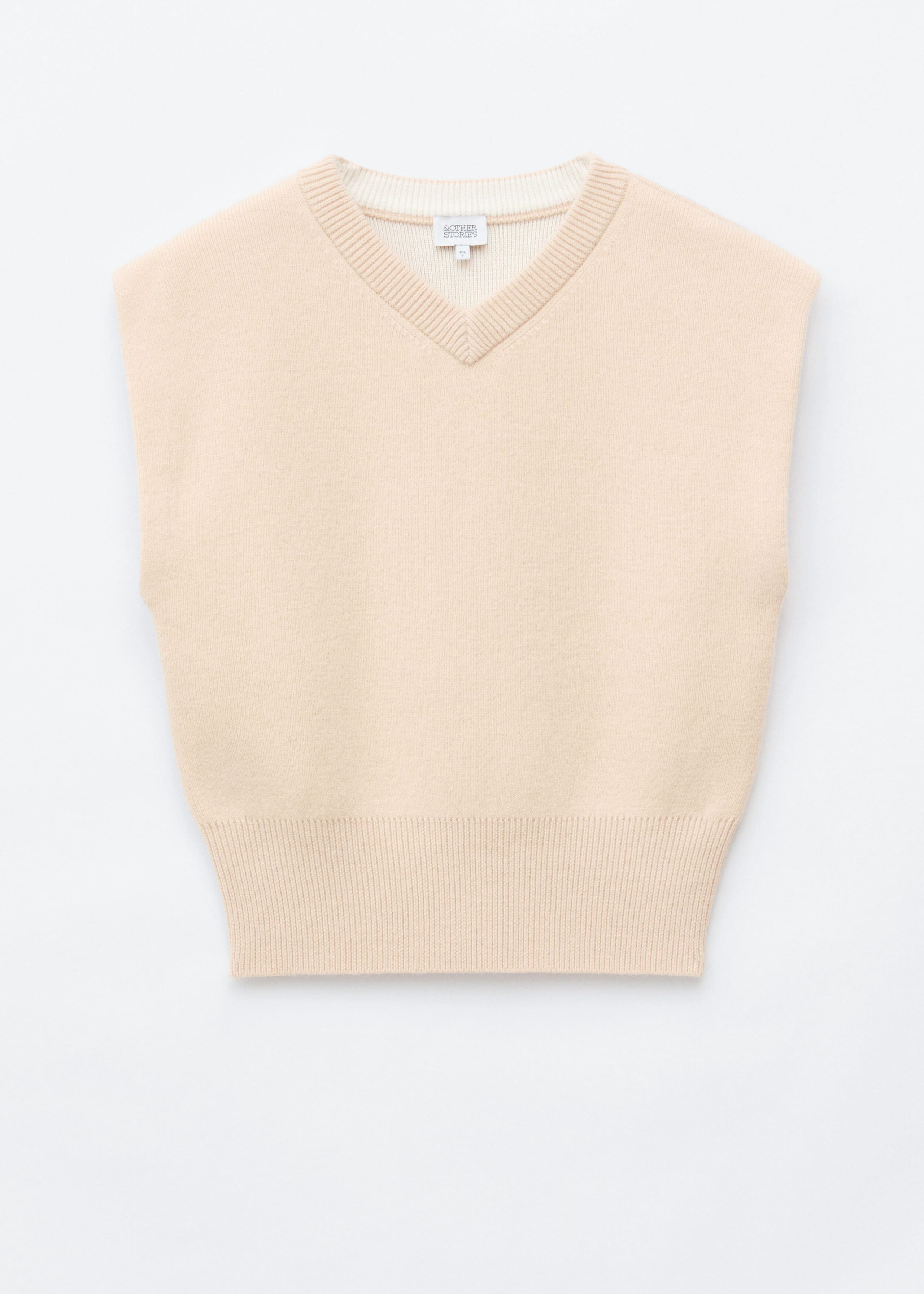 Wool-Cotton V-Neck Vest - Beige - Still Life