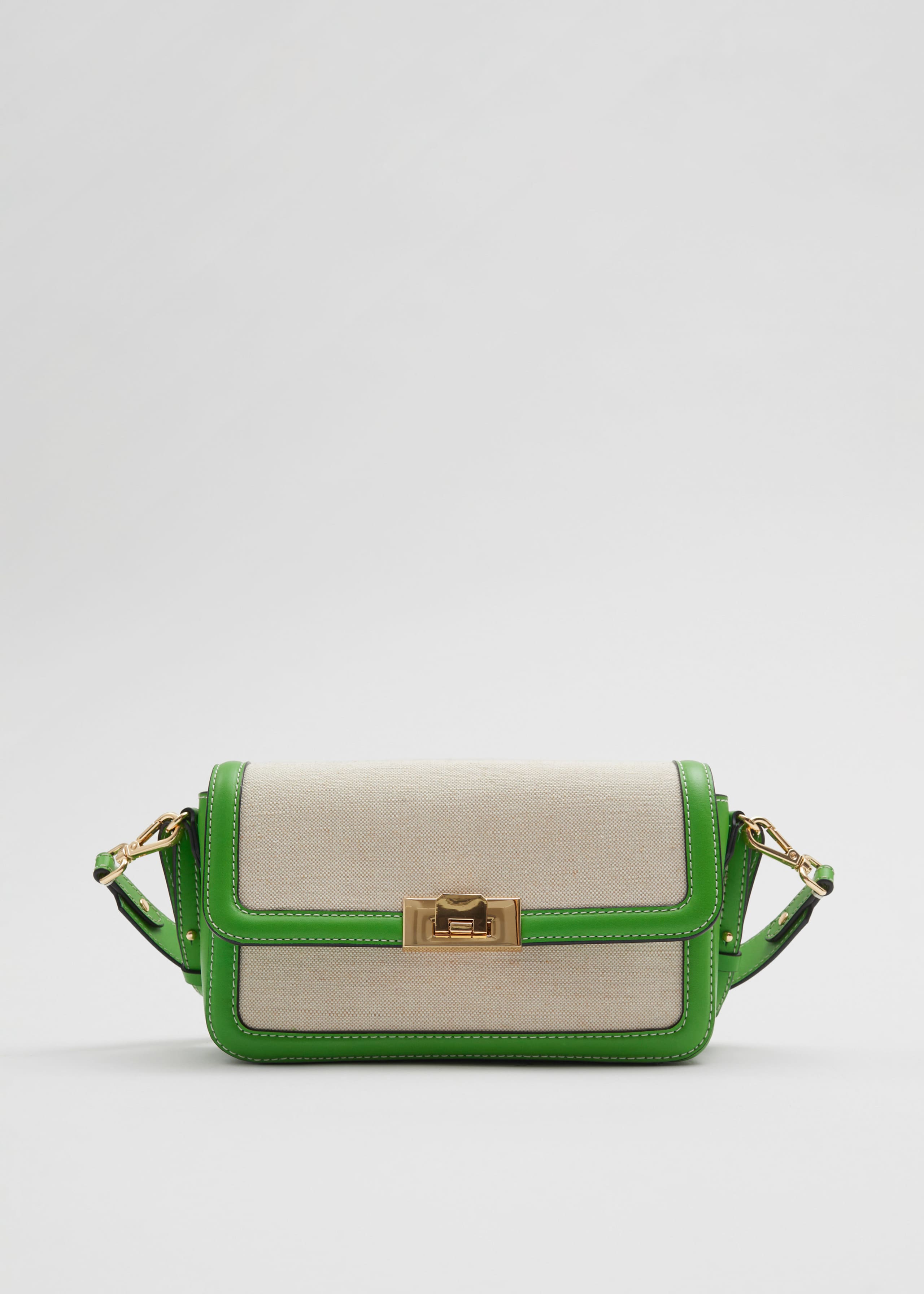 Borsa a tracolla in tela e pelle - Beige/Cognac - Natura morta