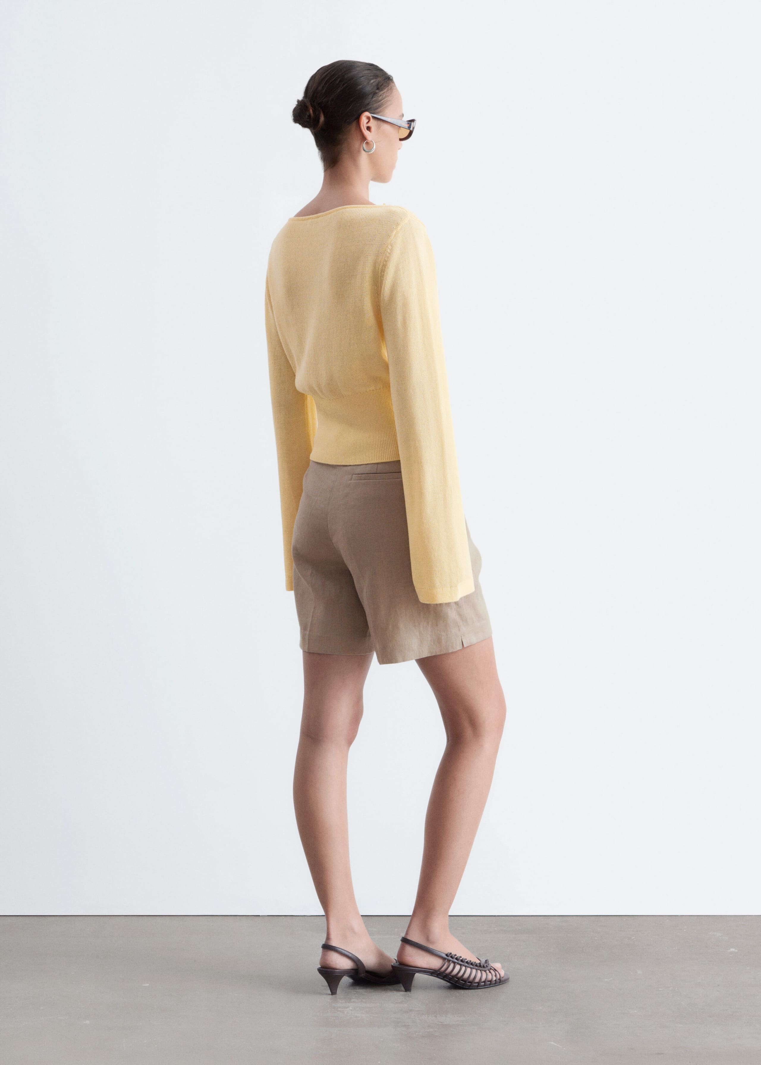 Rolled Edge Boat-Neck Top - Yellow - Lookbook