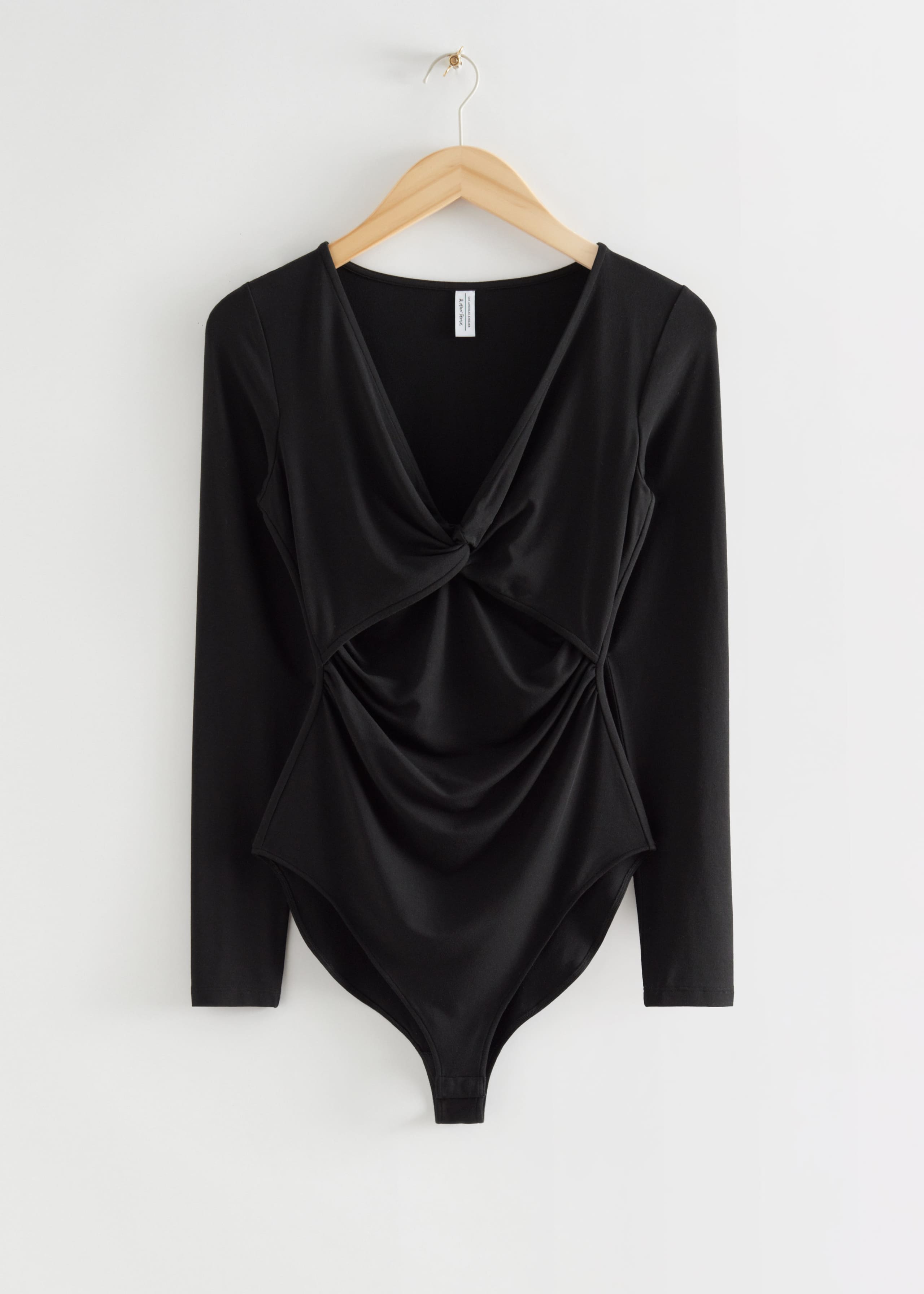 Twisted Front Ruched Bodysuit - Black - Still Life