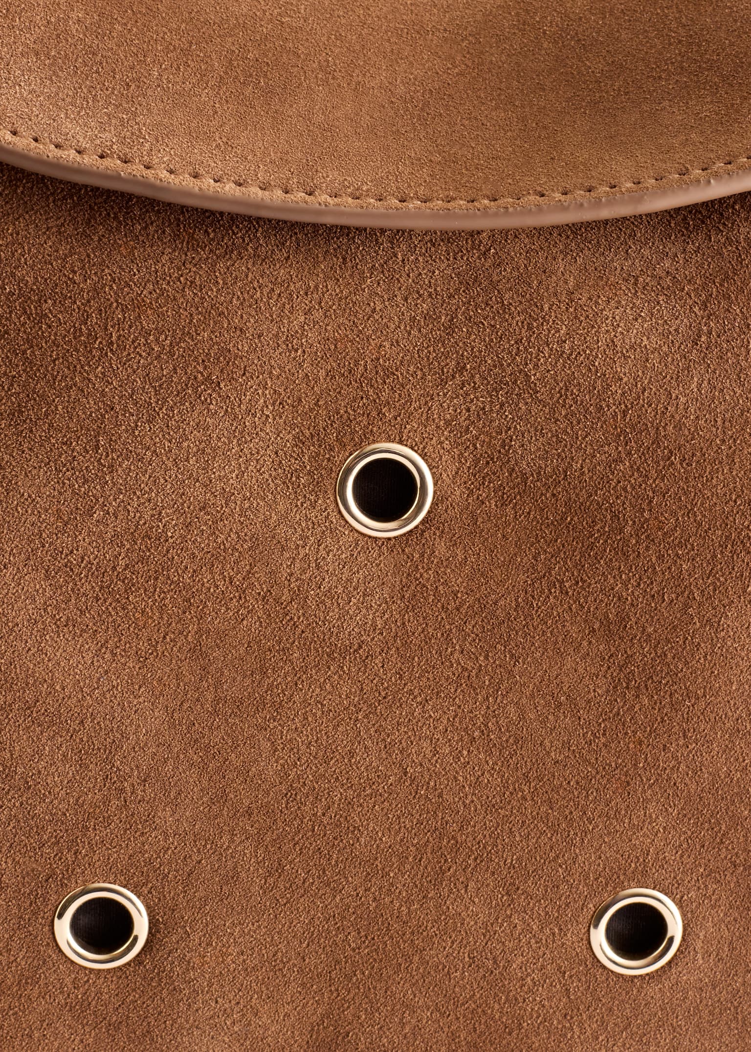 Sac en daim orné d’œillets - Marron Clair - 6