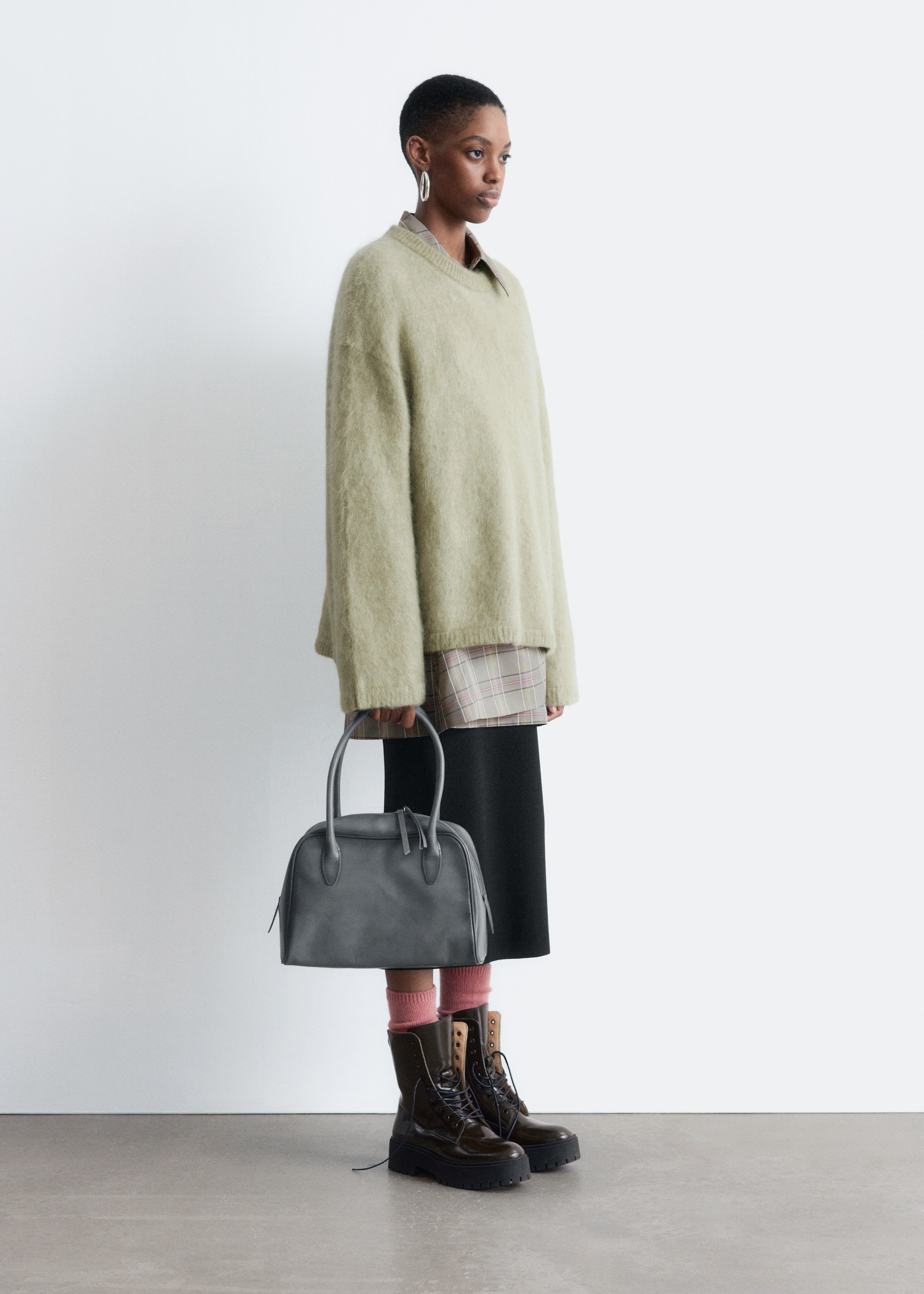 Tröja i mohairblandning - Ljusgrön/Mörkröd/Mörkgrå/Mörkblå/Mörkbrun