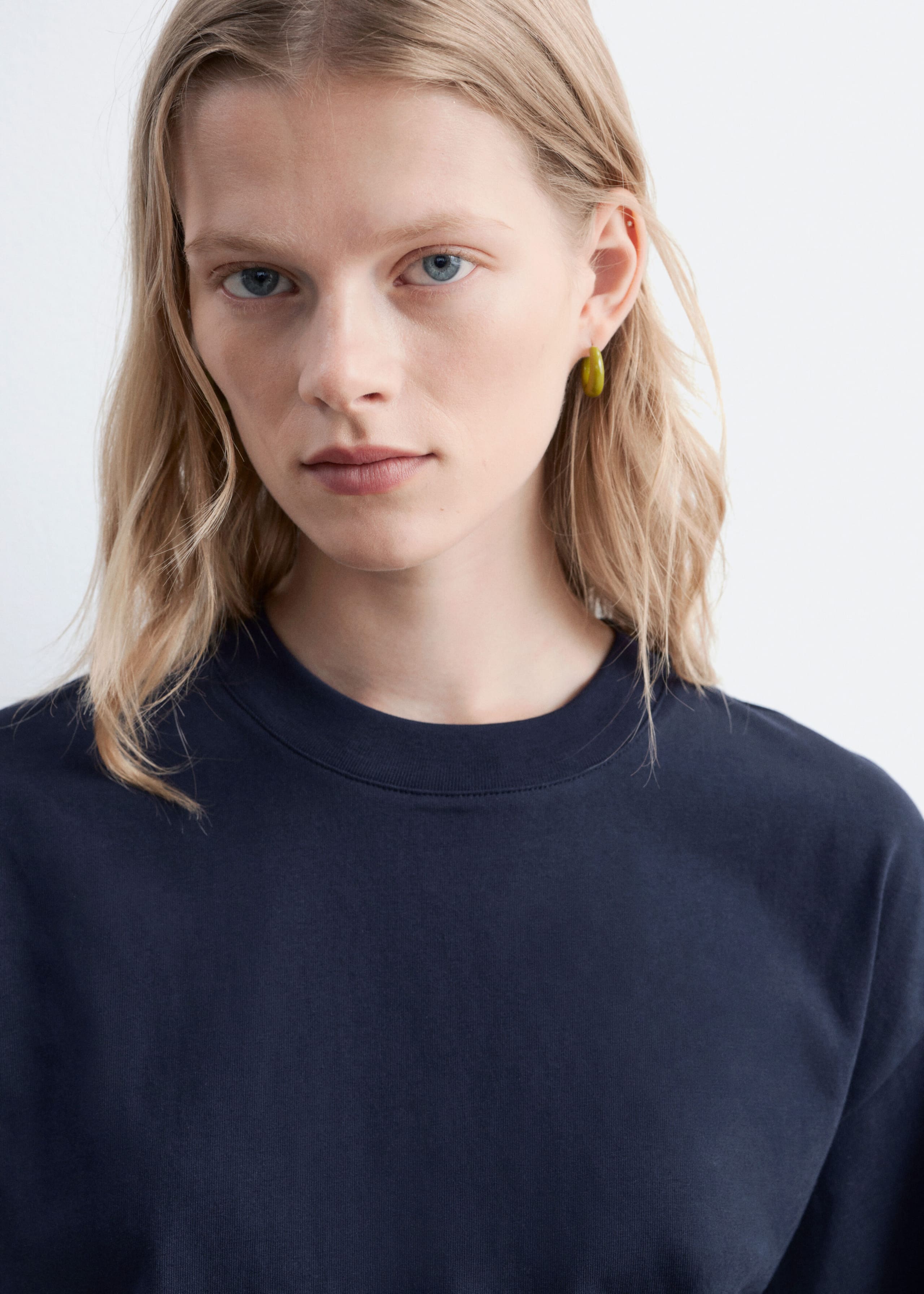 Recht katoenen T-shirt - Zwart - Lookbook