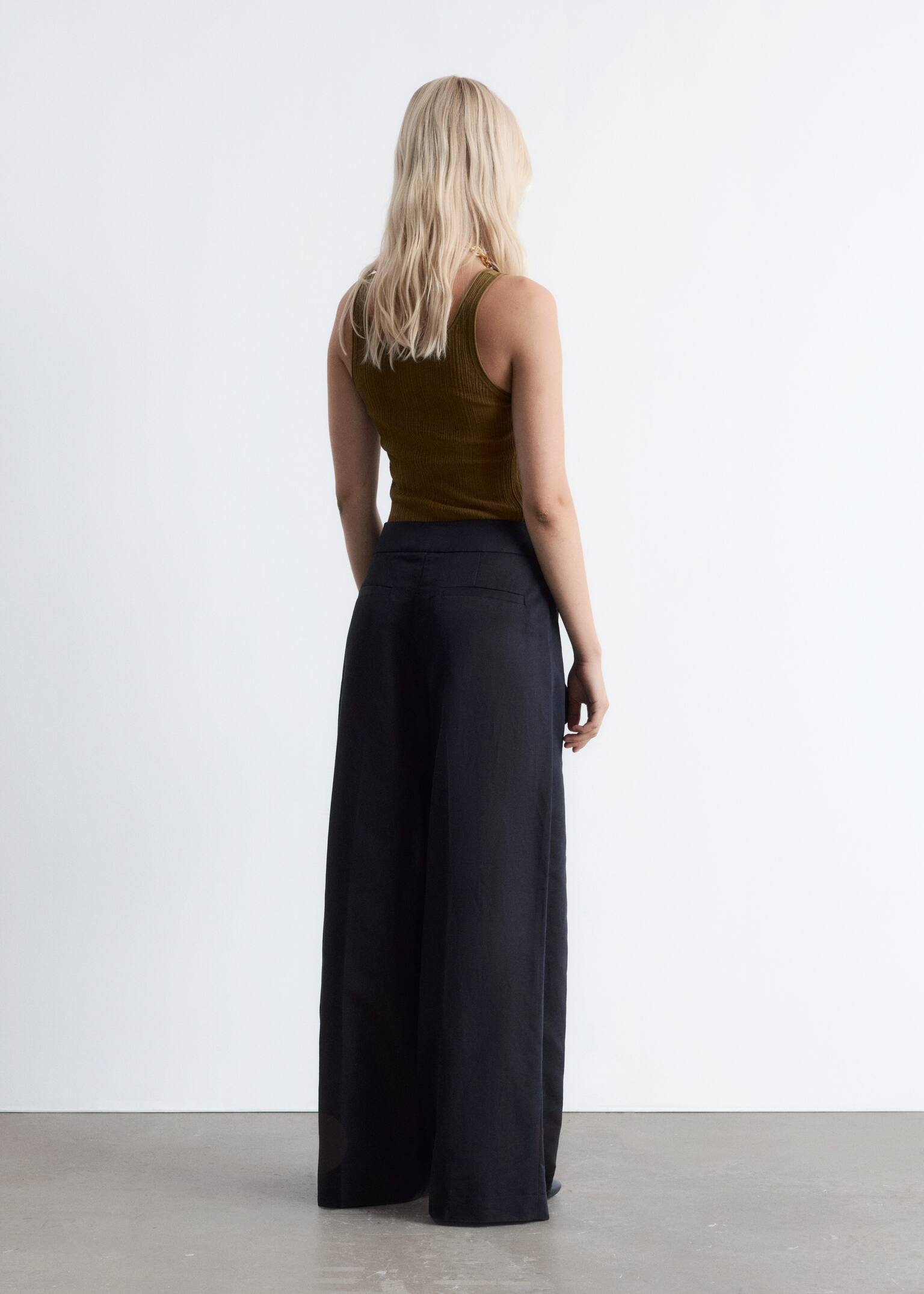 Pantaloni Largi cu Nod Frontal - Albastru închis - 6