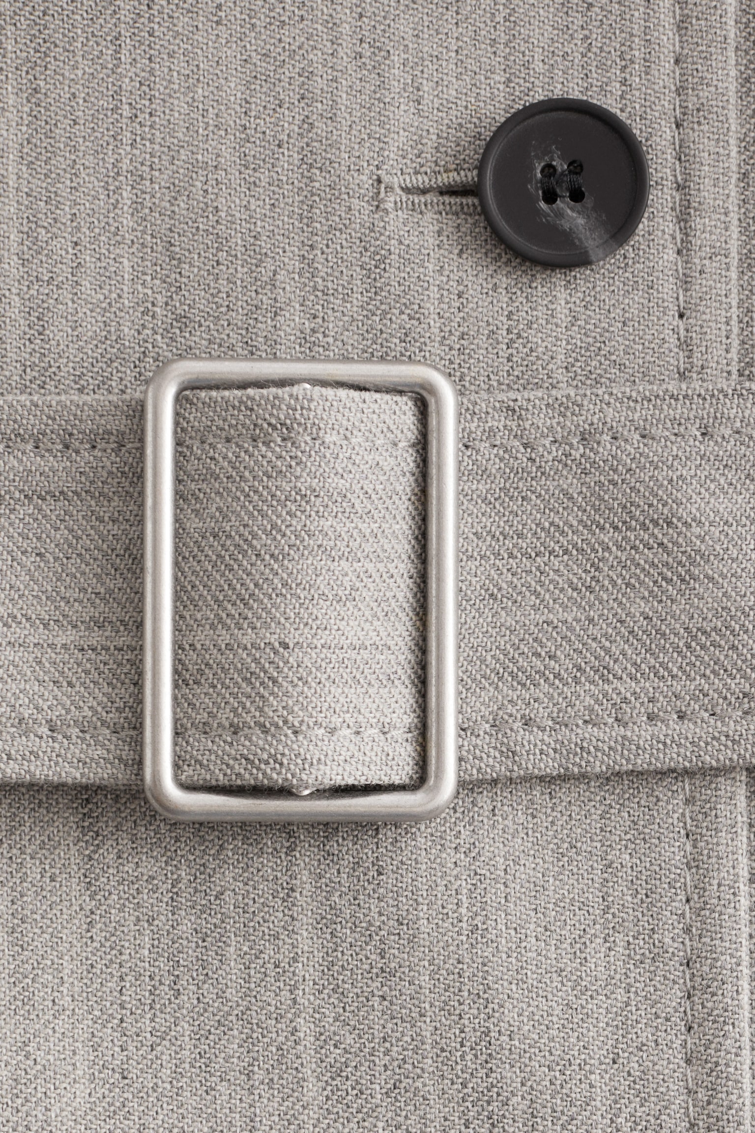 Trench in lana con cintura - Grigio - 3