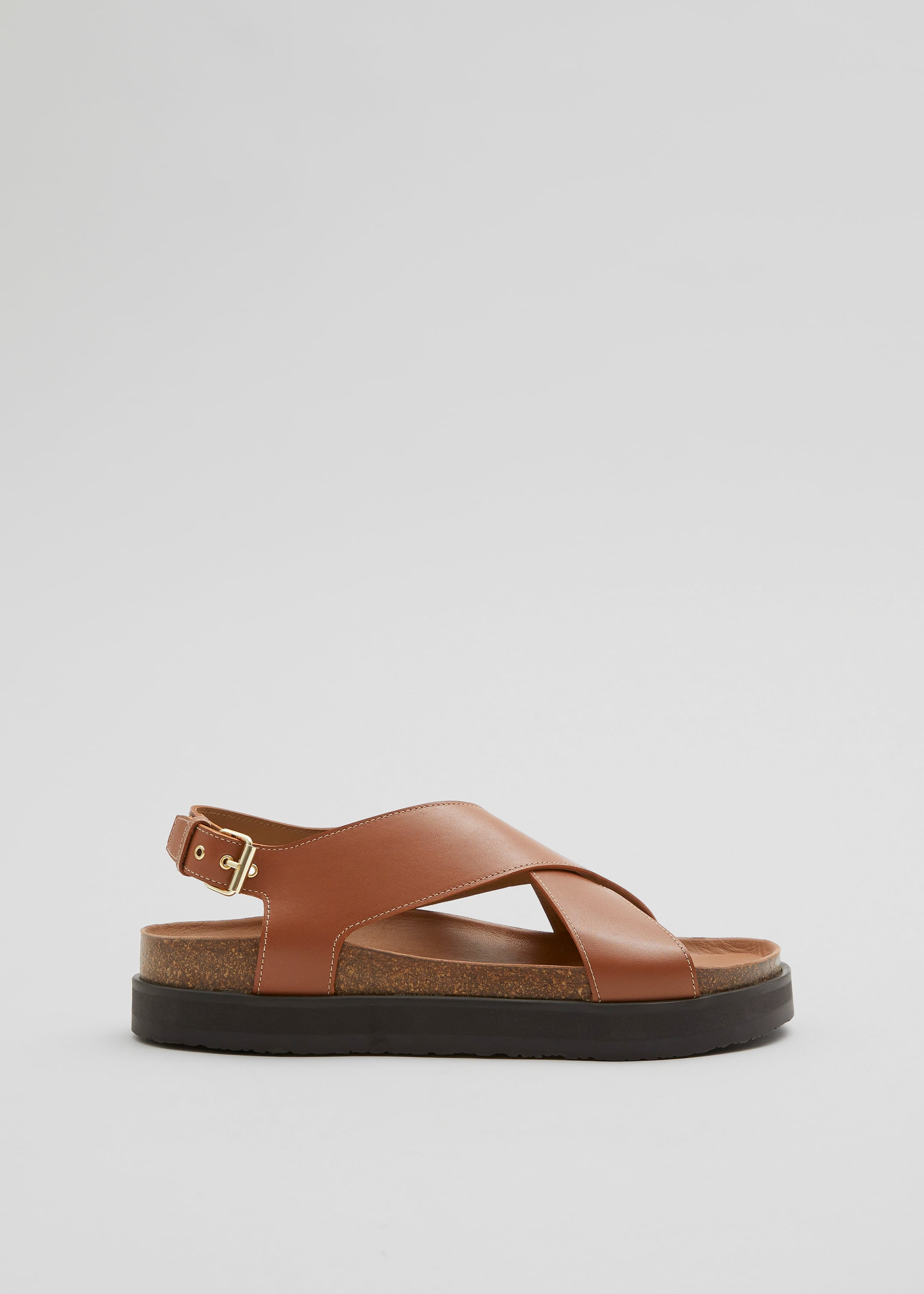 Se større billede: Sandaler i læder med krydsede bånd - Cognac - DAME | H&M DK 1