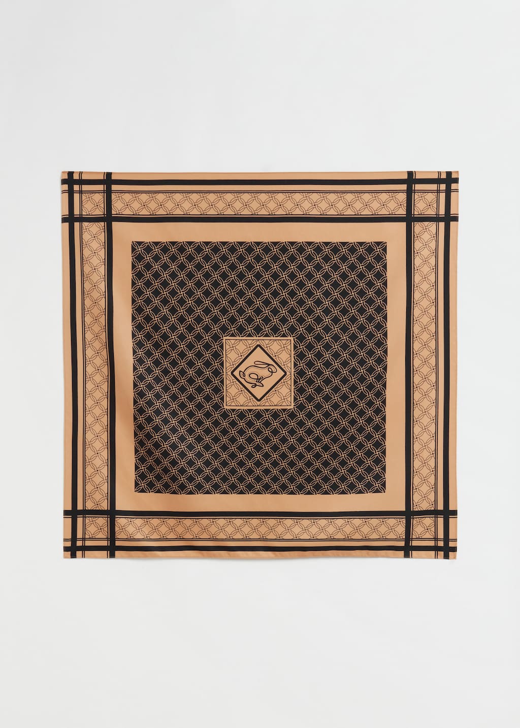 ChainMotifSquareScarf - Ebony/Beige - Natura morta