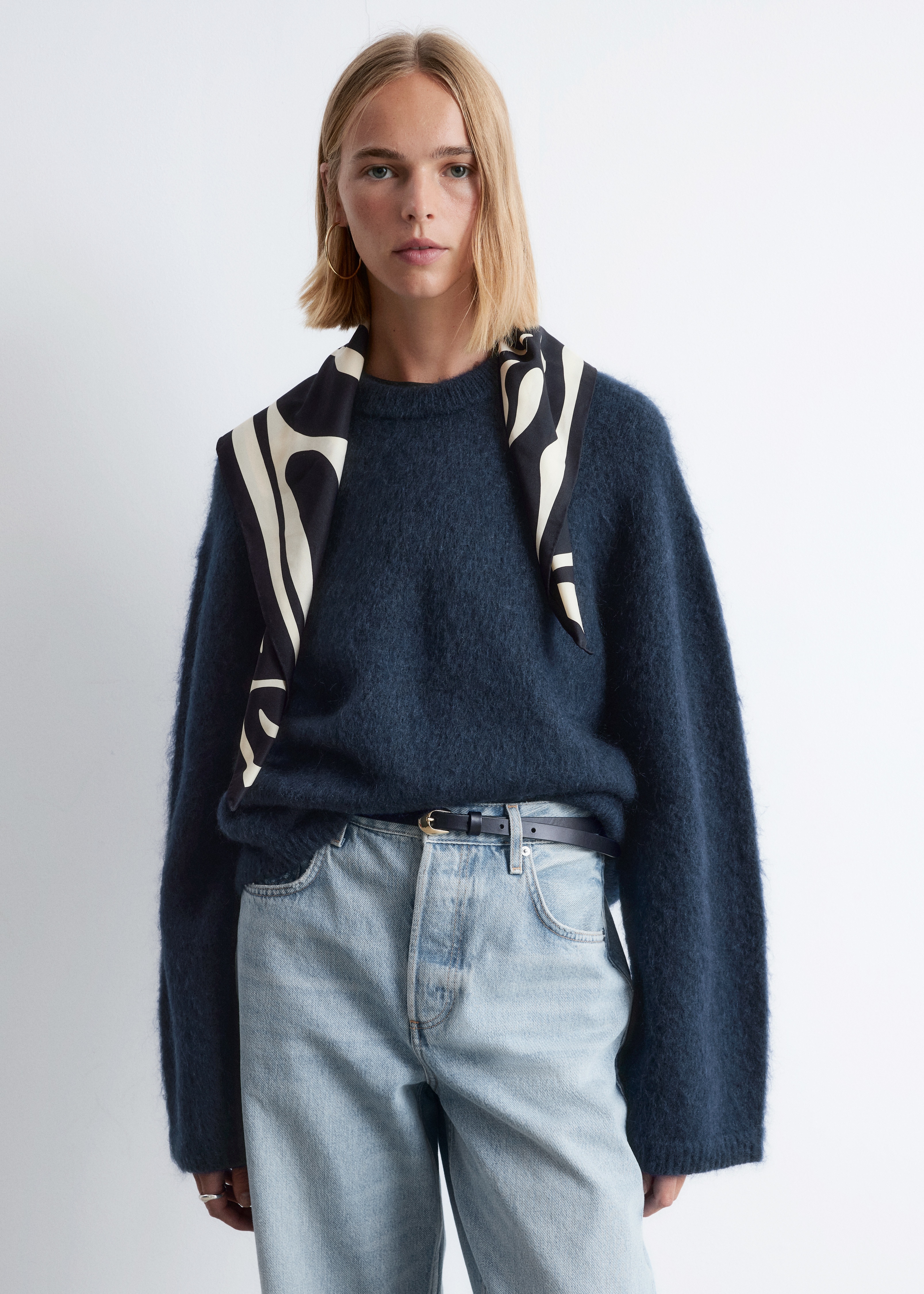 Tröja i mohairblandning - Mörkblå/Mörkröd/Mörkgrå/Mörkbrun/Ljusgrön/Beige/Grå/brun