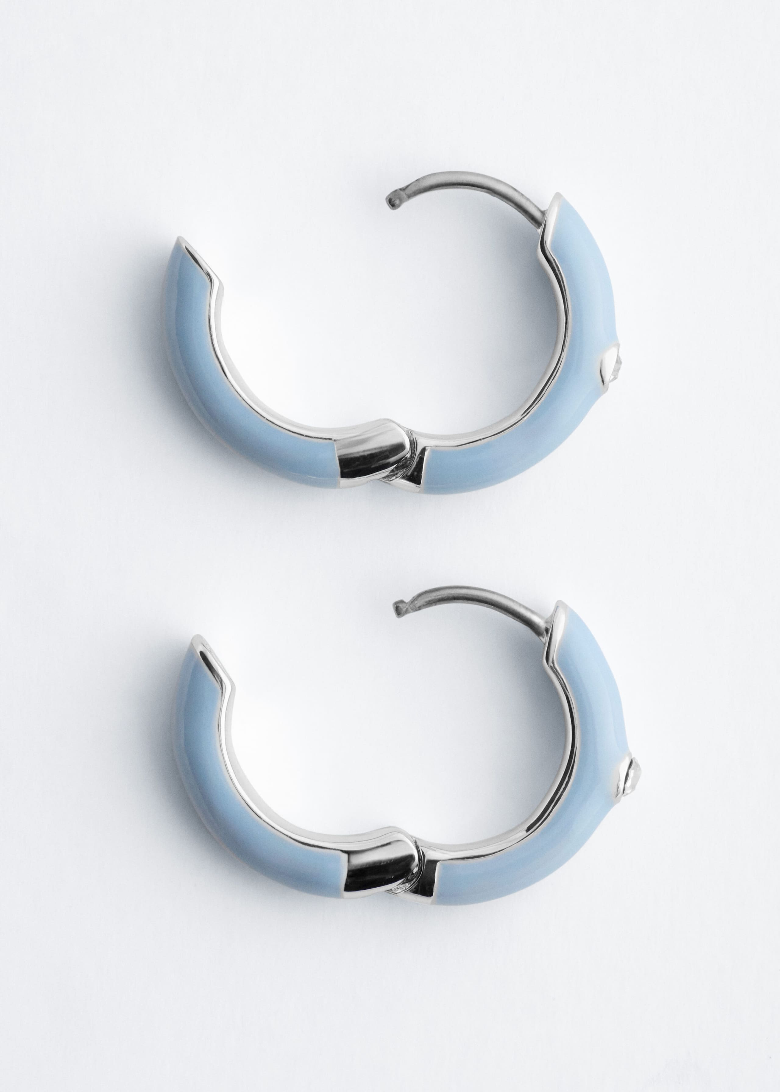 Glass Detail Brass Hoop Earrings - {{variantName}} - Descriptive Detail