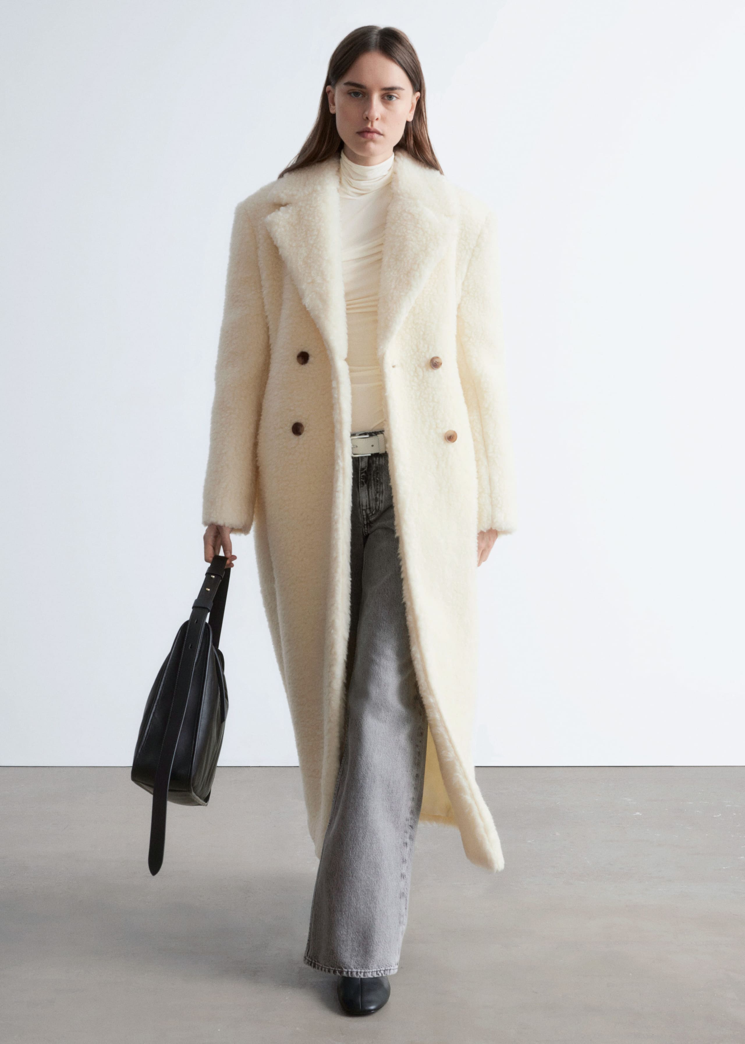 Image of Wool Shearling Maxi Coat