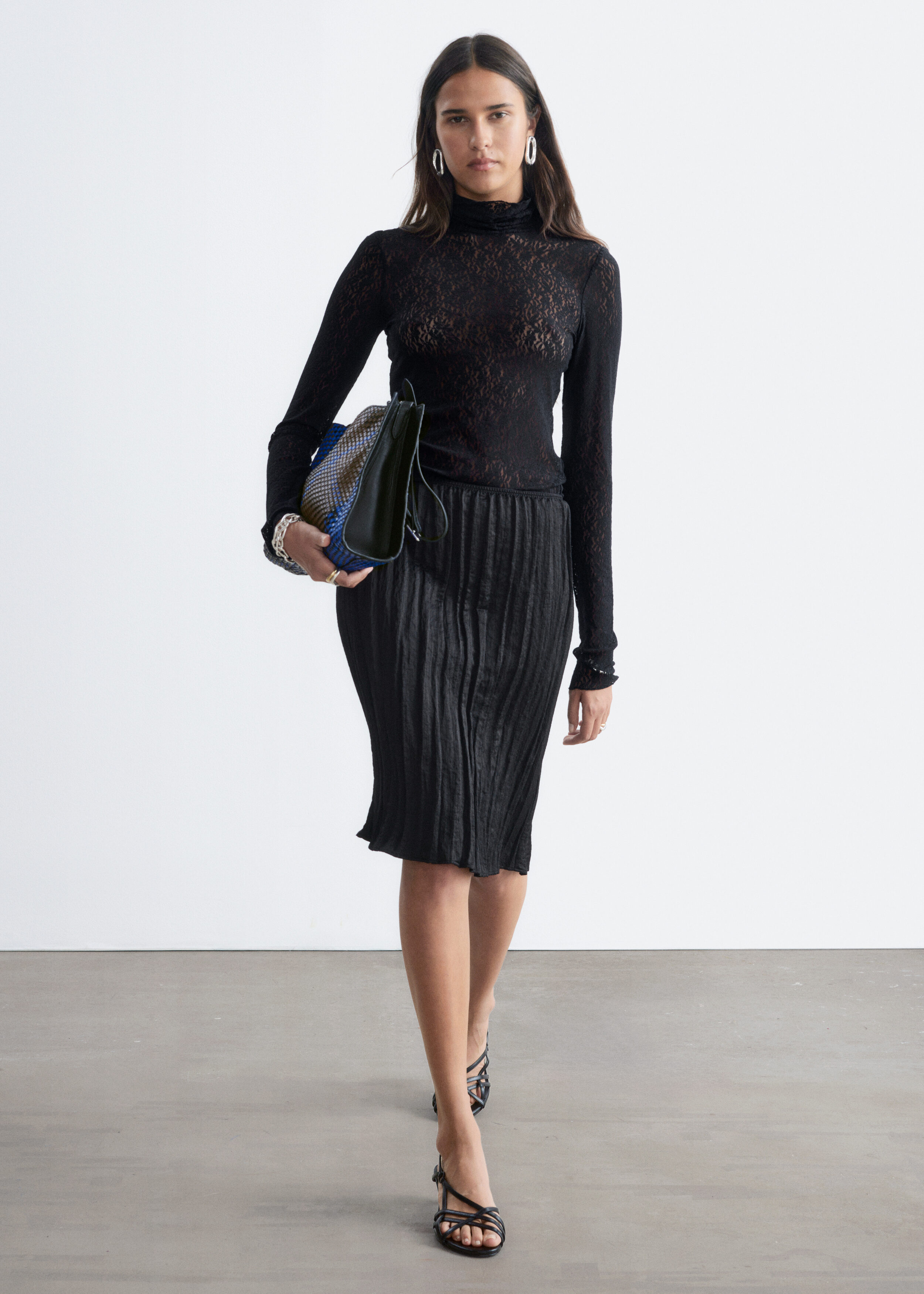 Lace Turtleneck Top - Black - Long sleeve tops | & Other Stories US