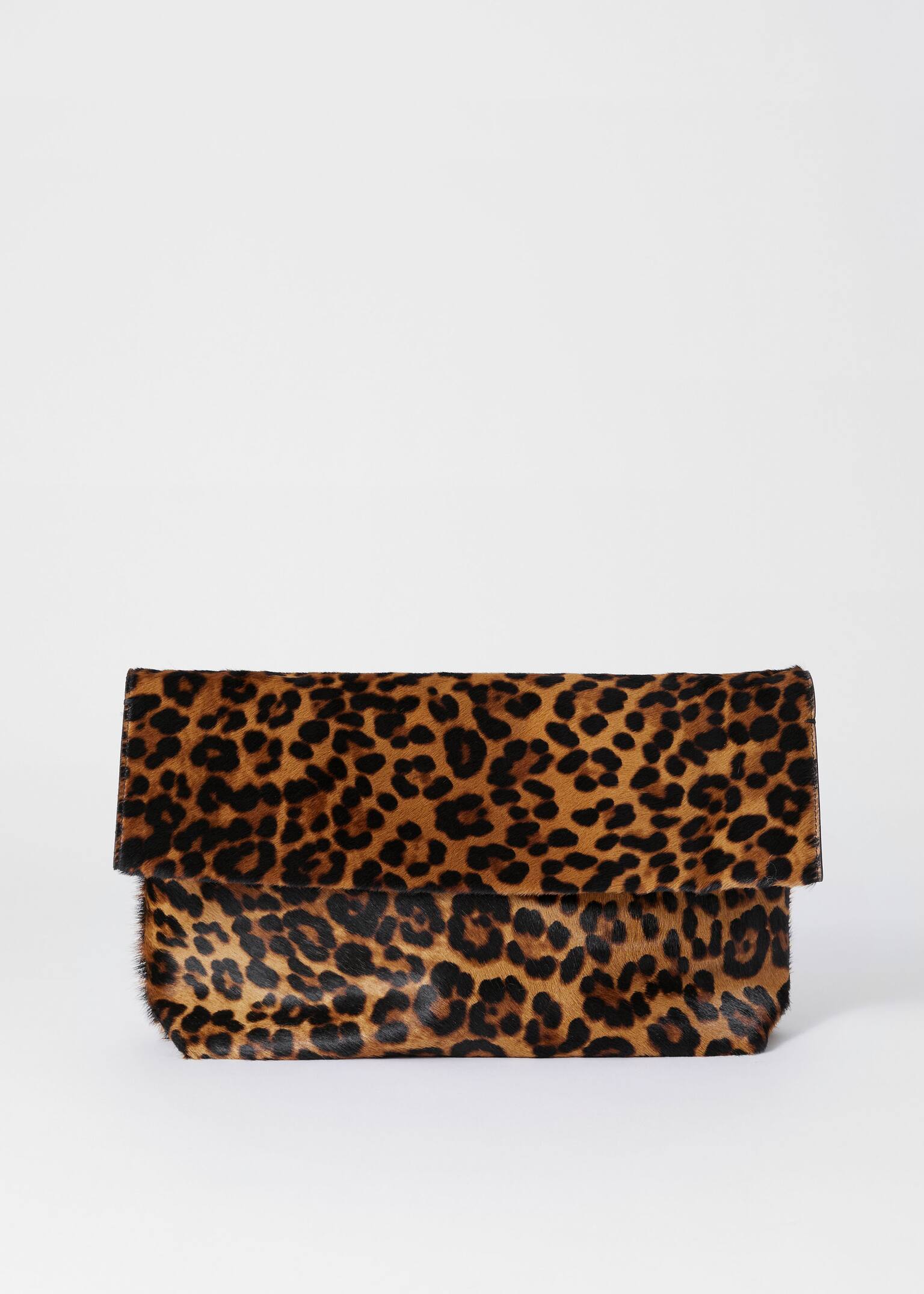 Leopard-Print Leather Clutch - Leopard