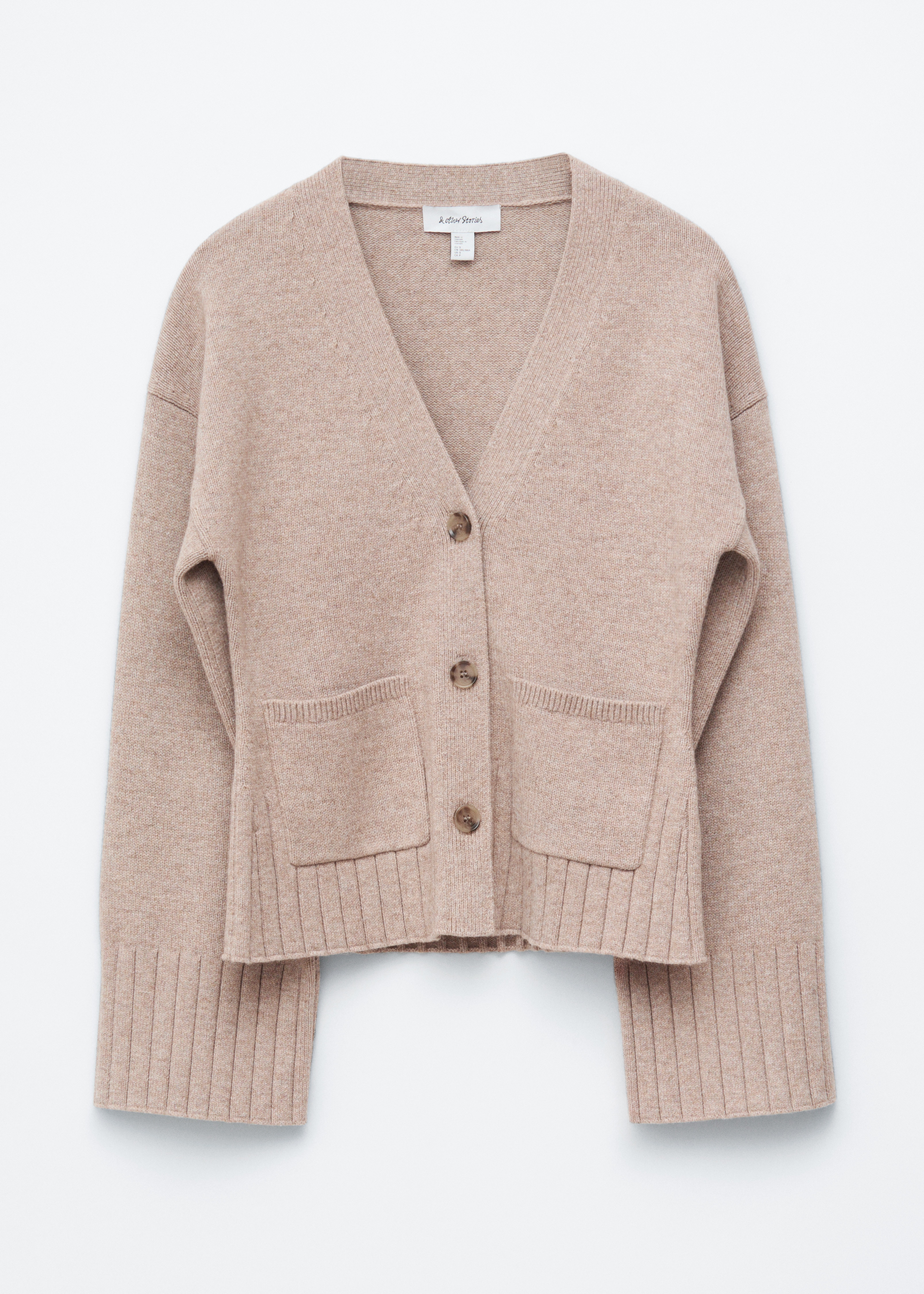 Zwężany dzianinowy kardigan - Beżowy