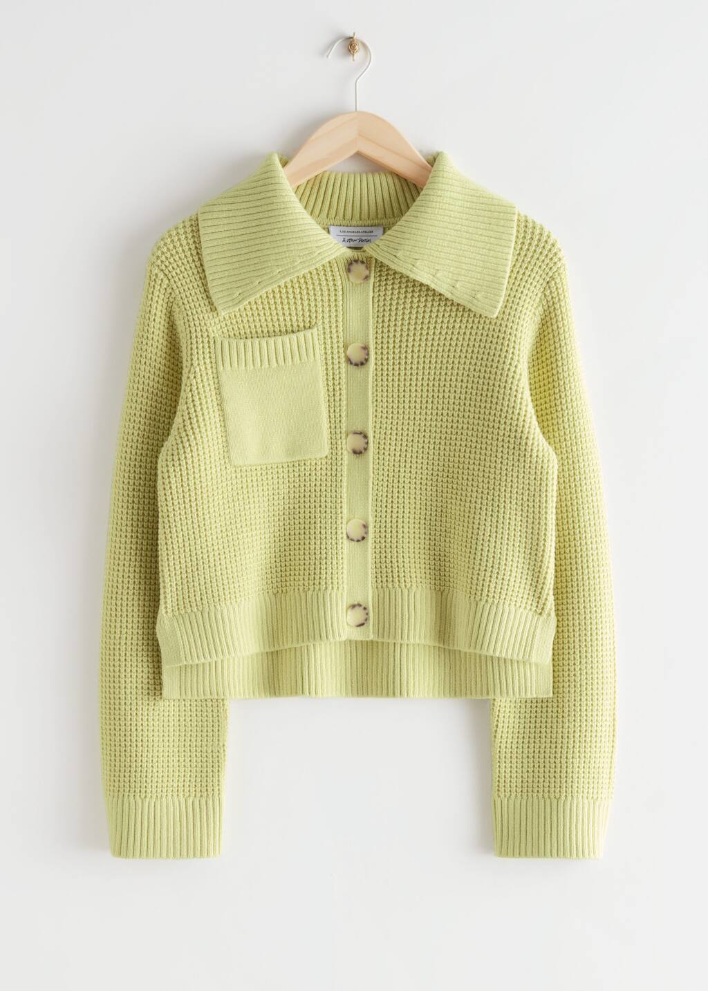 Boxy Waffle Stitch Cardigan - Light Green - Still Life