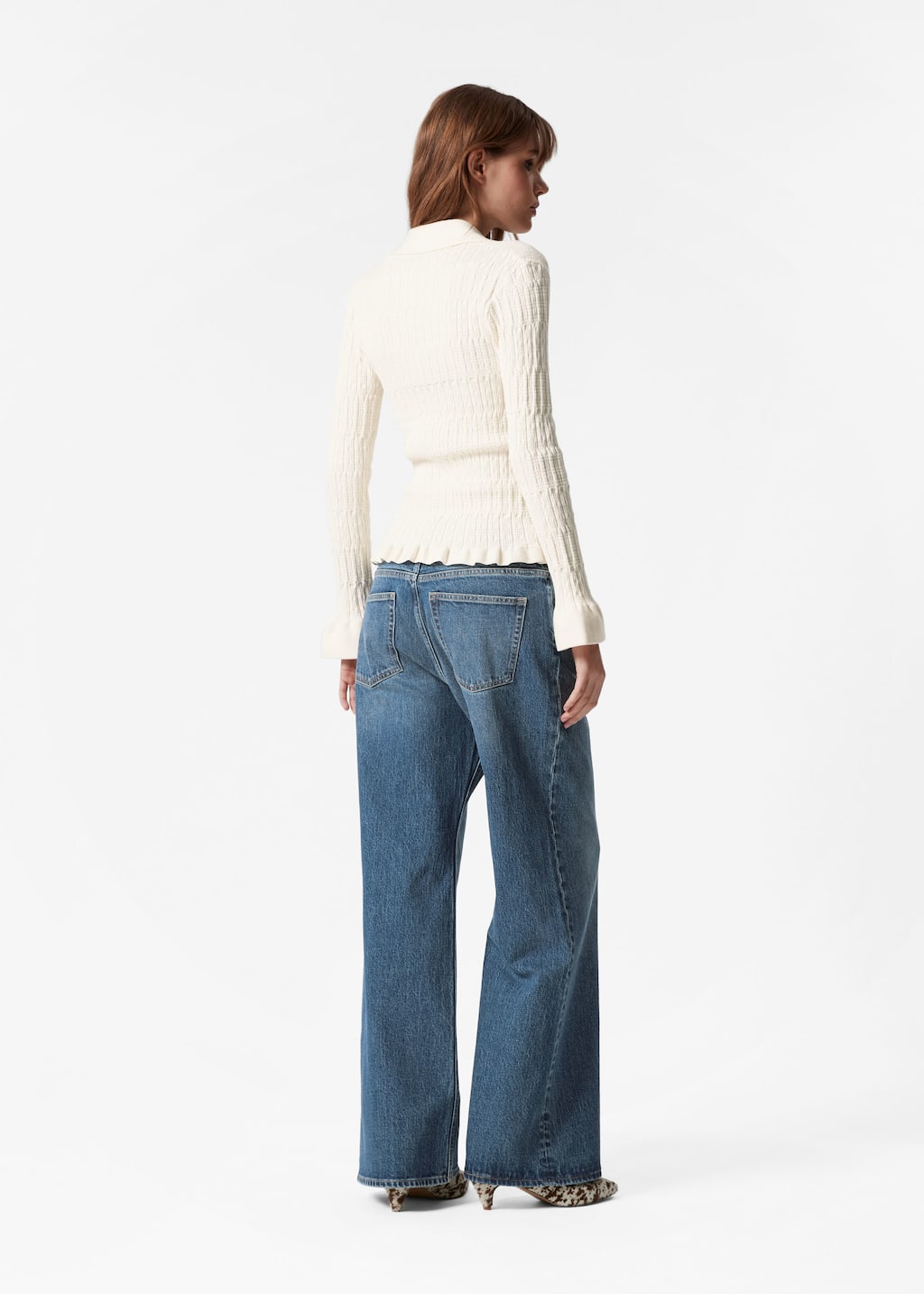 Knitted Collar Cardigan - Cream - Lookbook