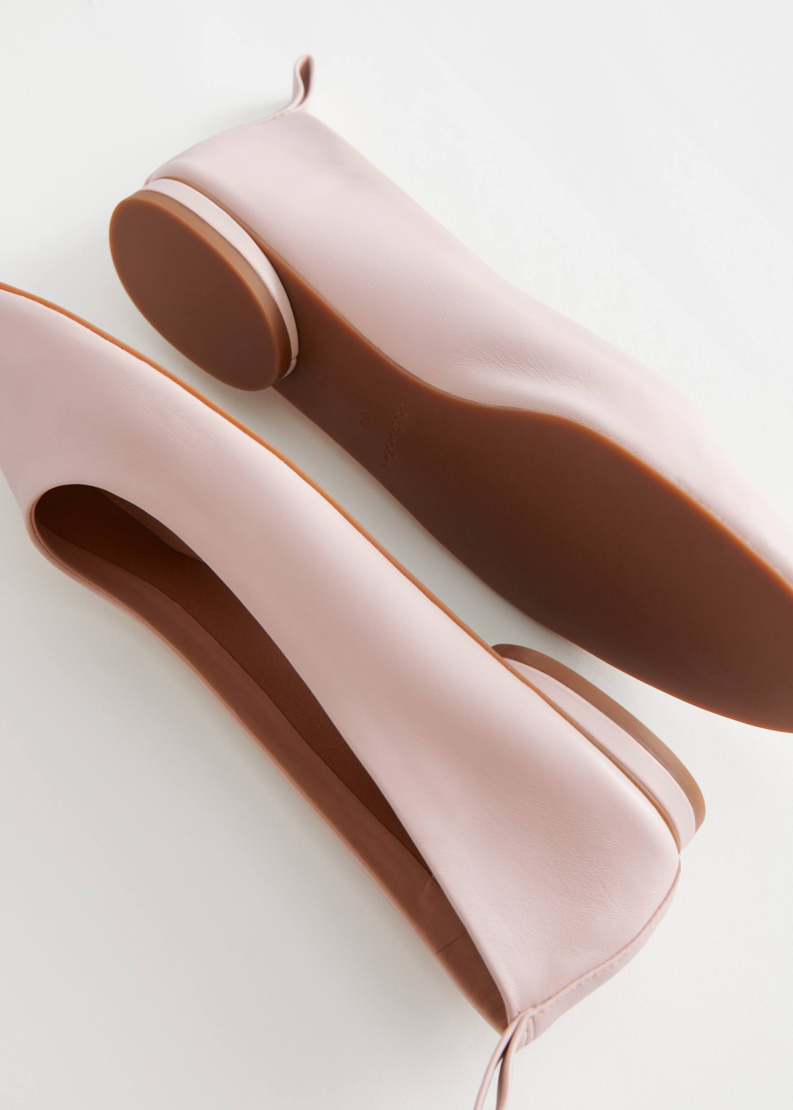 Image of Almond Toe Leather Ballerina Flats