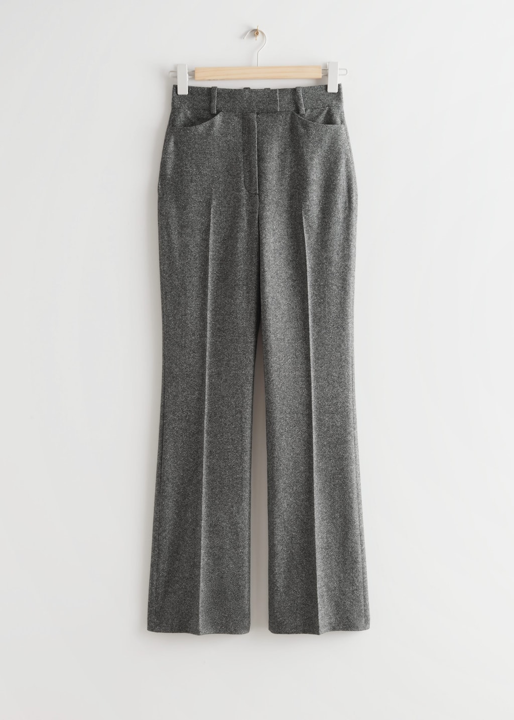 High Waist Wool Trousers - Grey Melange - Bodegón
