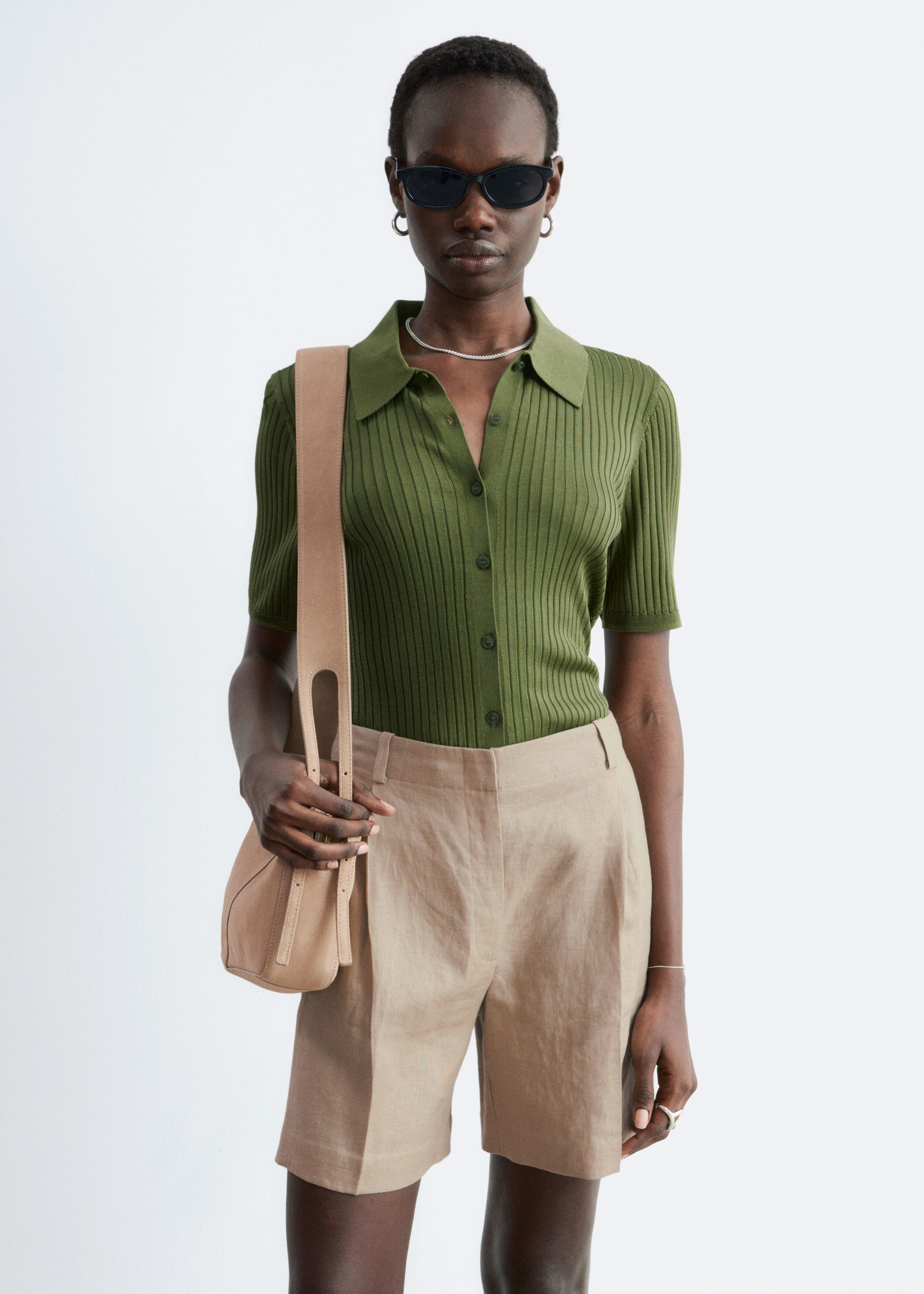 Image of Pleated Linen Shorts