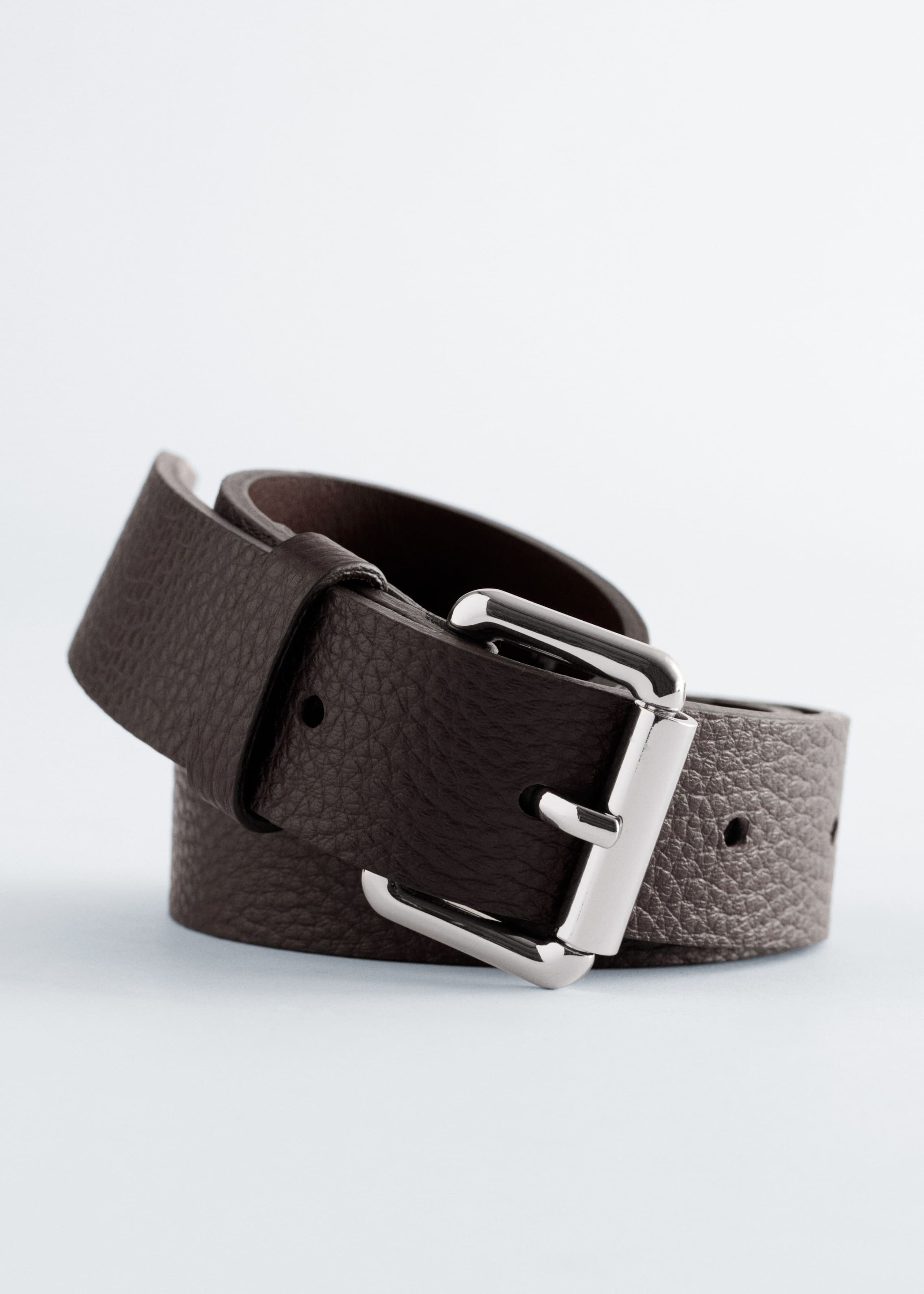 Textured Leather Belt - Brown - Still Life