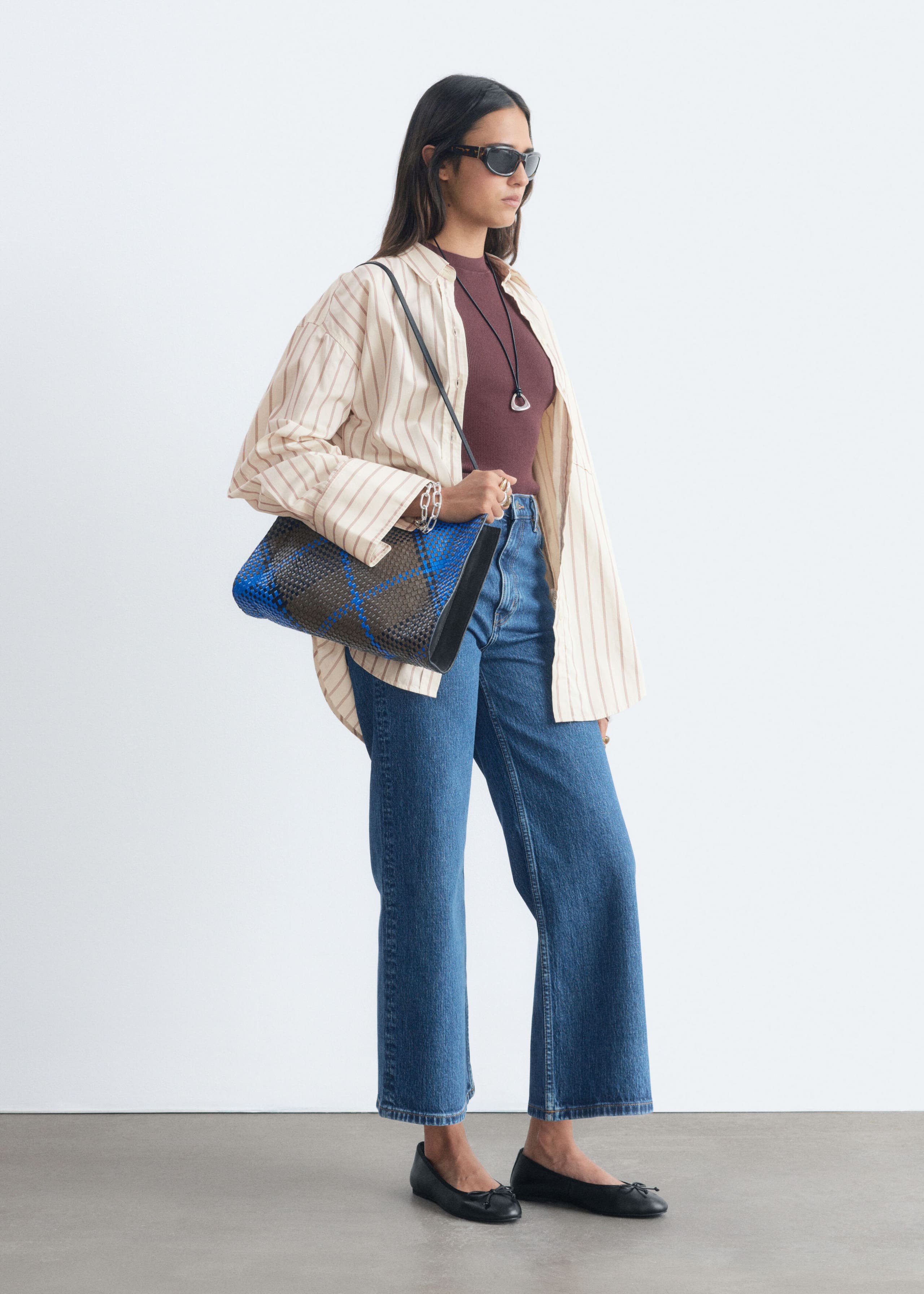 Croppade jeans med vida ben – Mellanblå – lookbook