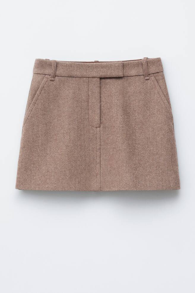 Fustă mini din lână - Taupe/Gri - 1