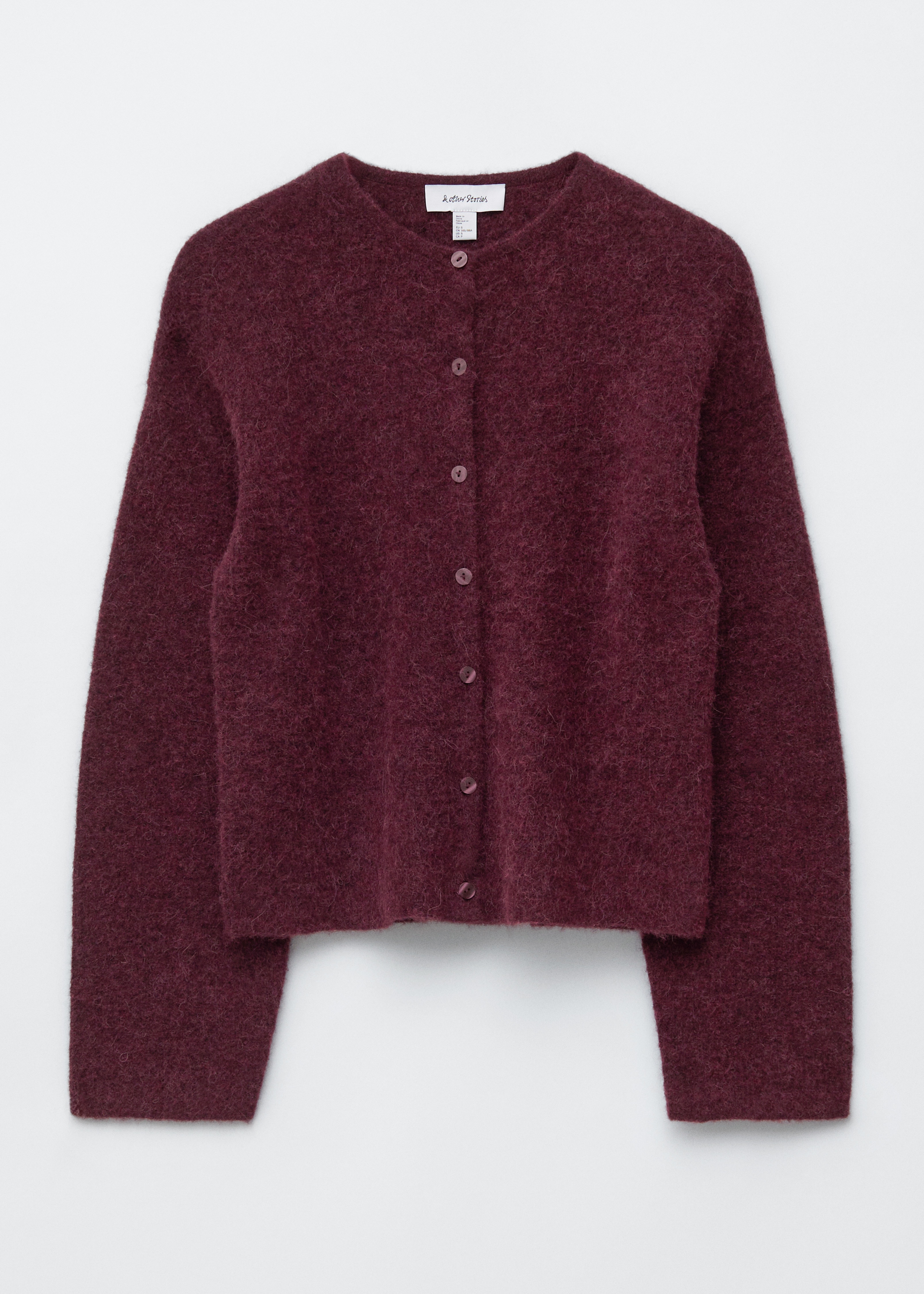 Alpaca-Blend Knitted Cardigan - Burgundy Melange/White/Grey/Dusty Pink/Mole