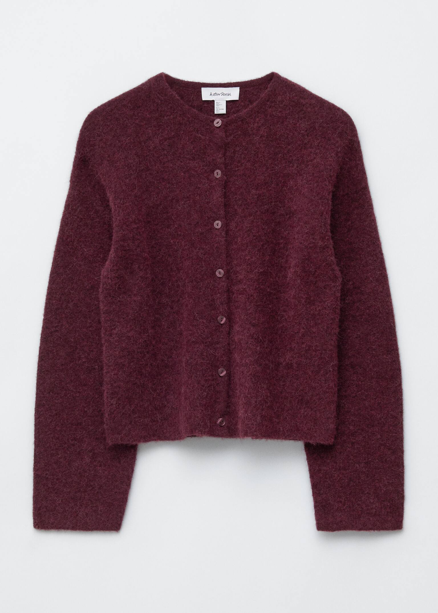 Alpaca-Blend Knitted Cardigan - Burgundy Melange/Taupe Brown/Dusty Pink/White/Mole/Grey - 2