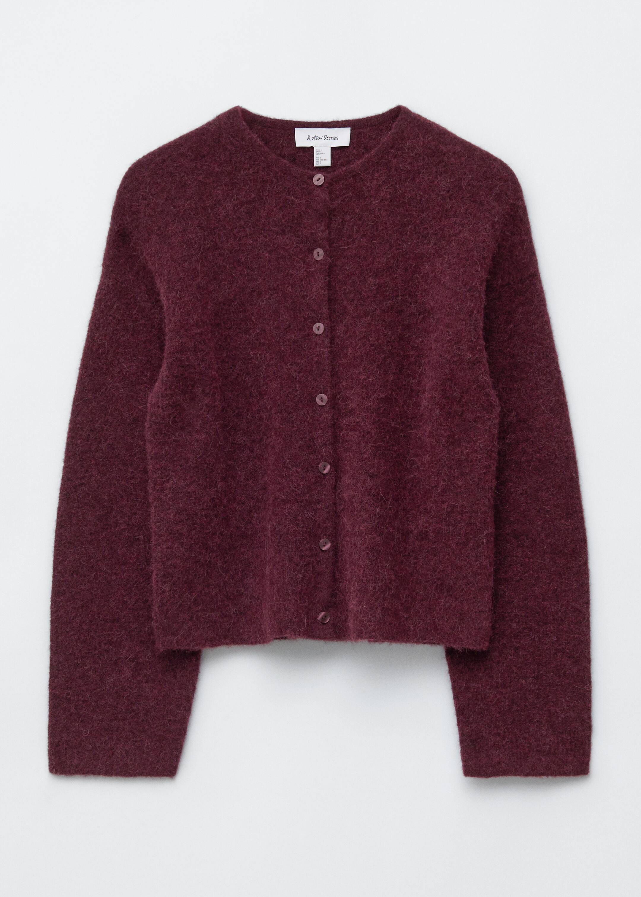 Vis større bilde: Strikket cardigan i alpakkablanding - Burgunder melert - DAME | H&M NO 6