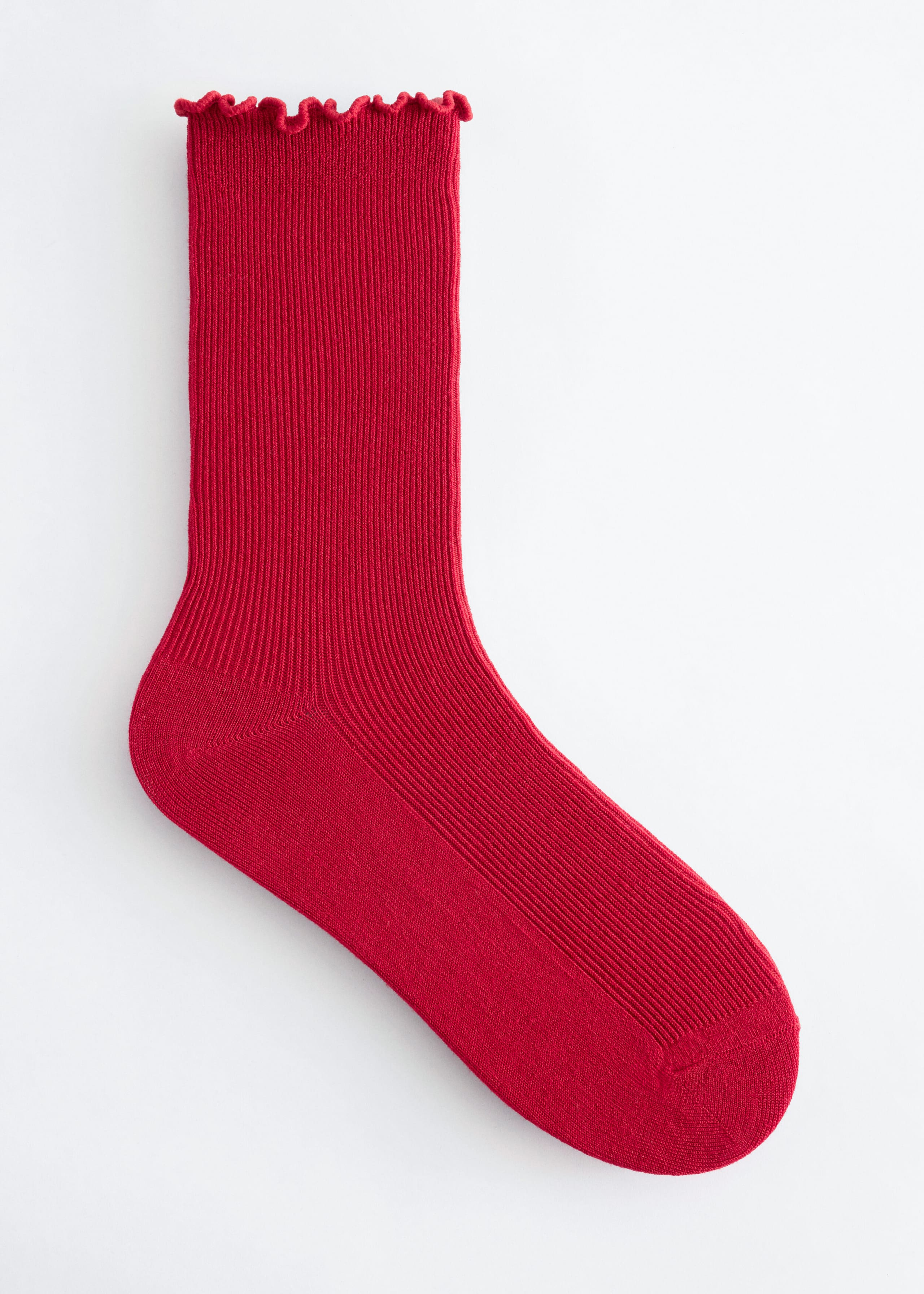 Ribbed Frill Socks - White - Still Life