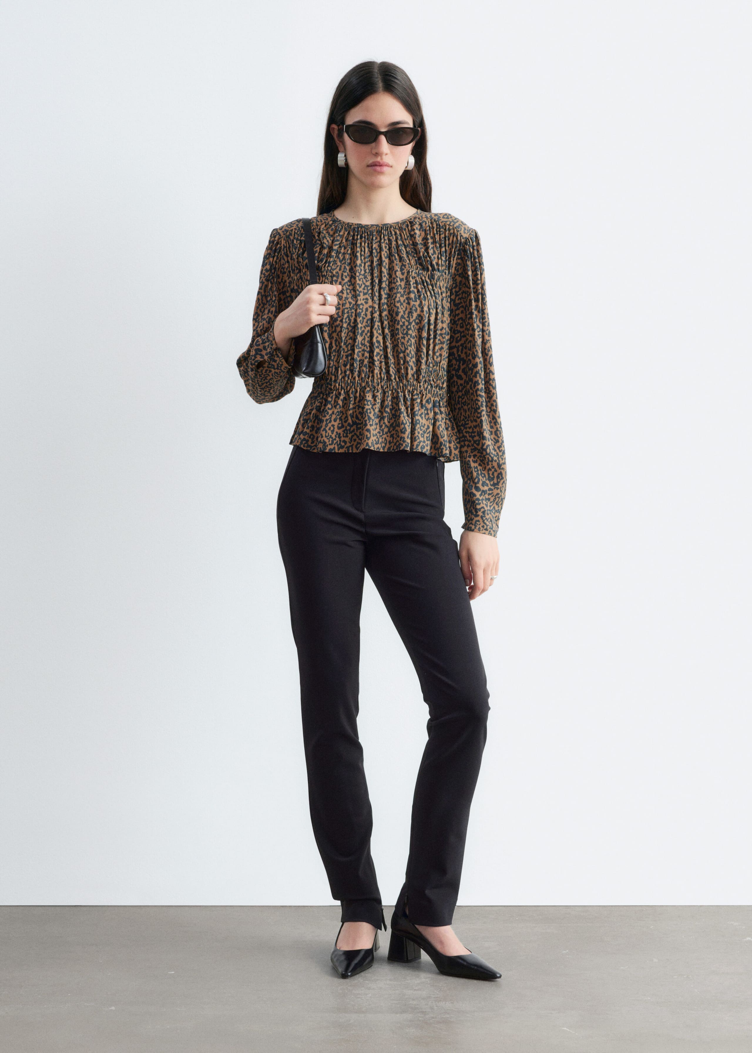 Smock Blouse - Beige/Leopard Print - Still Life
