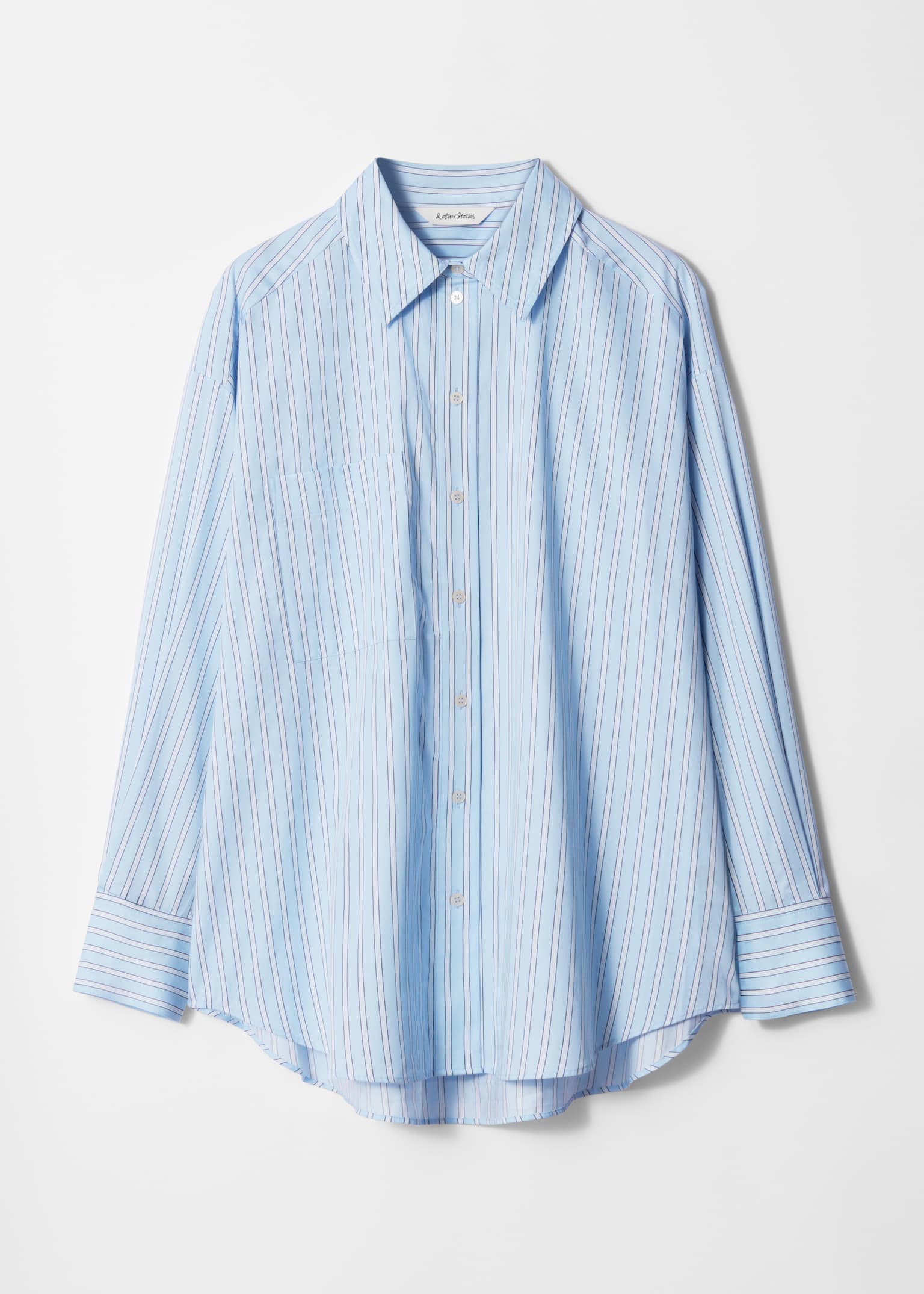 Camisa oversized - Riscas azuis claras/Azul marinho às riscas/Branco - 2