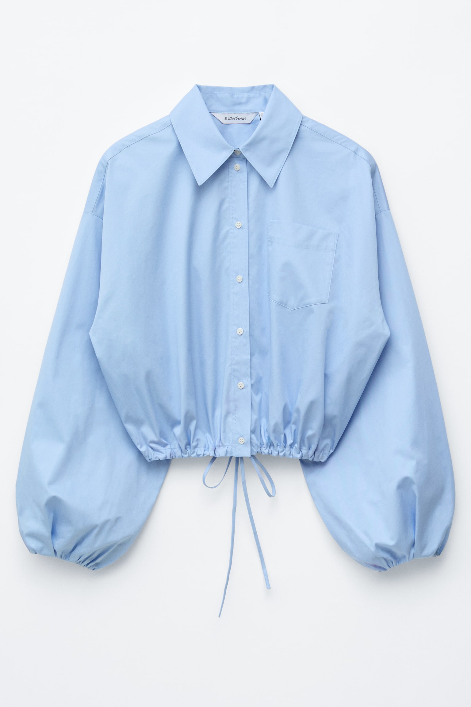 Camicia cropped con coulisse - Azzurro/Nero - 2