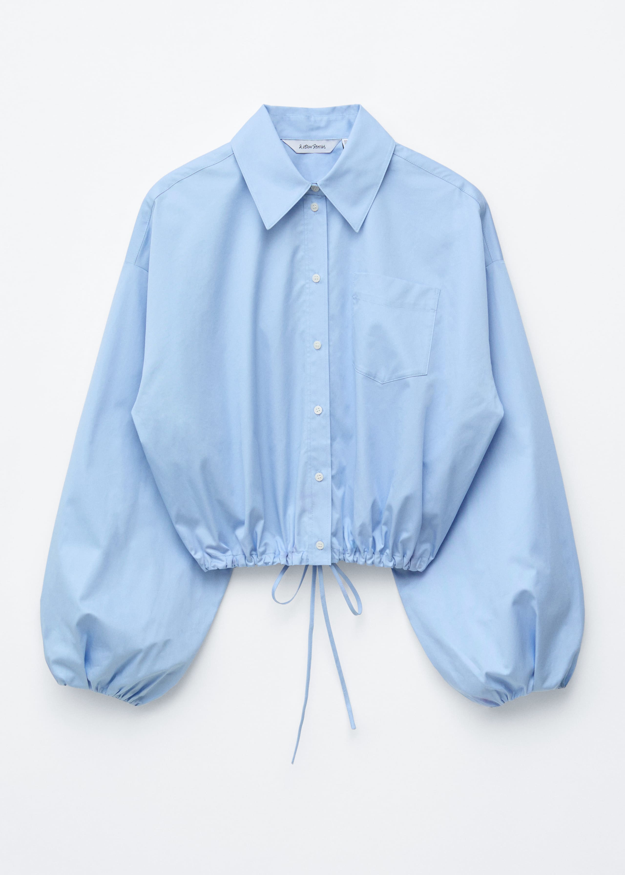 Cropped Drawstring Shirt - Black - Still Life