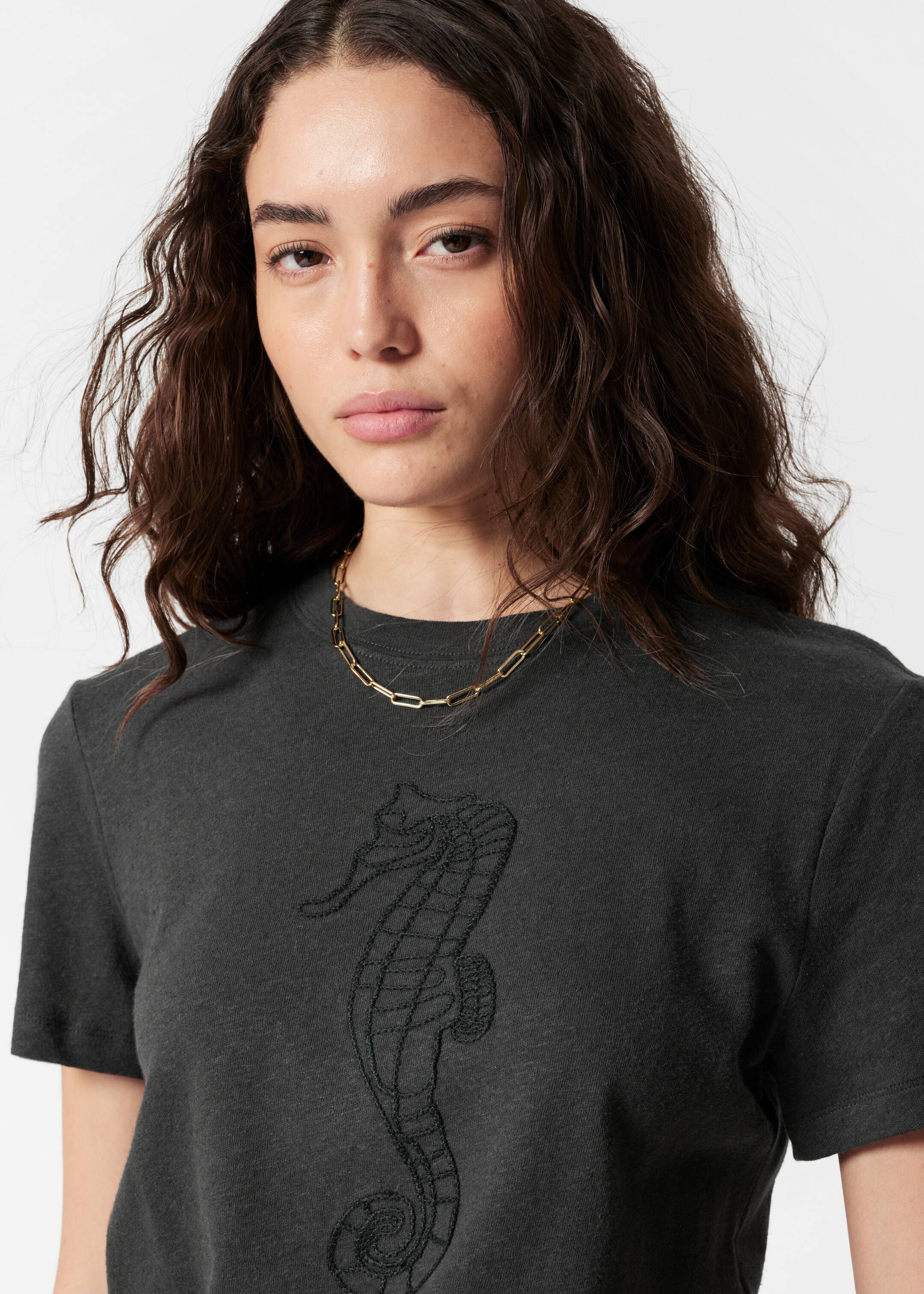 Visualizza immagine più grande: T-shirt in misto lino - Grigio scuro - DONNA | H&M IT 3