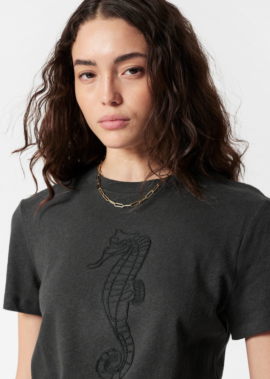 Image of Linen-Blend T-Shirt