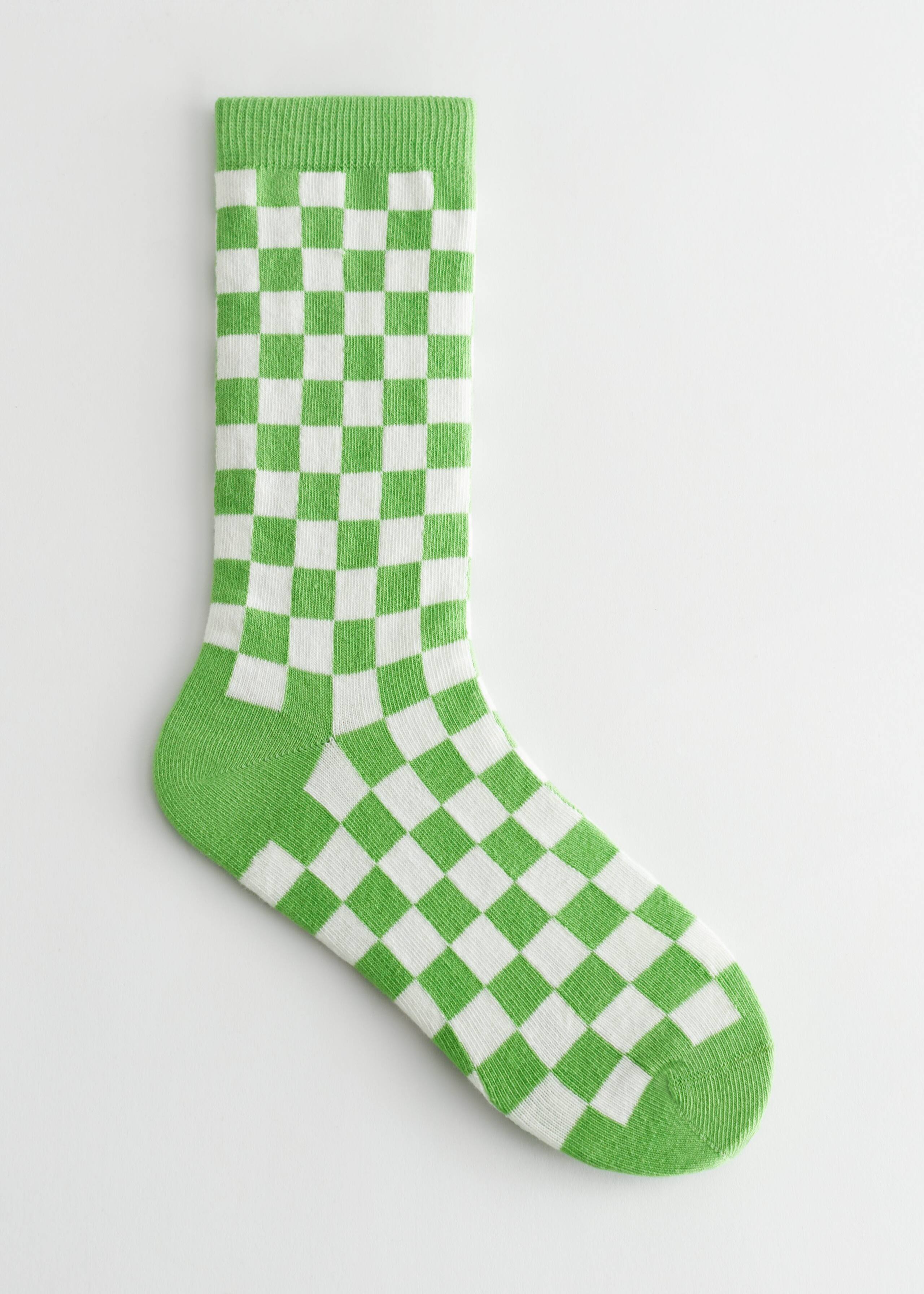 Checkered Socks - Green/White - Still Life