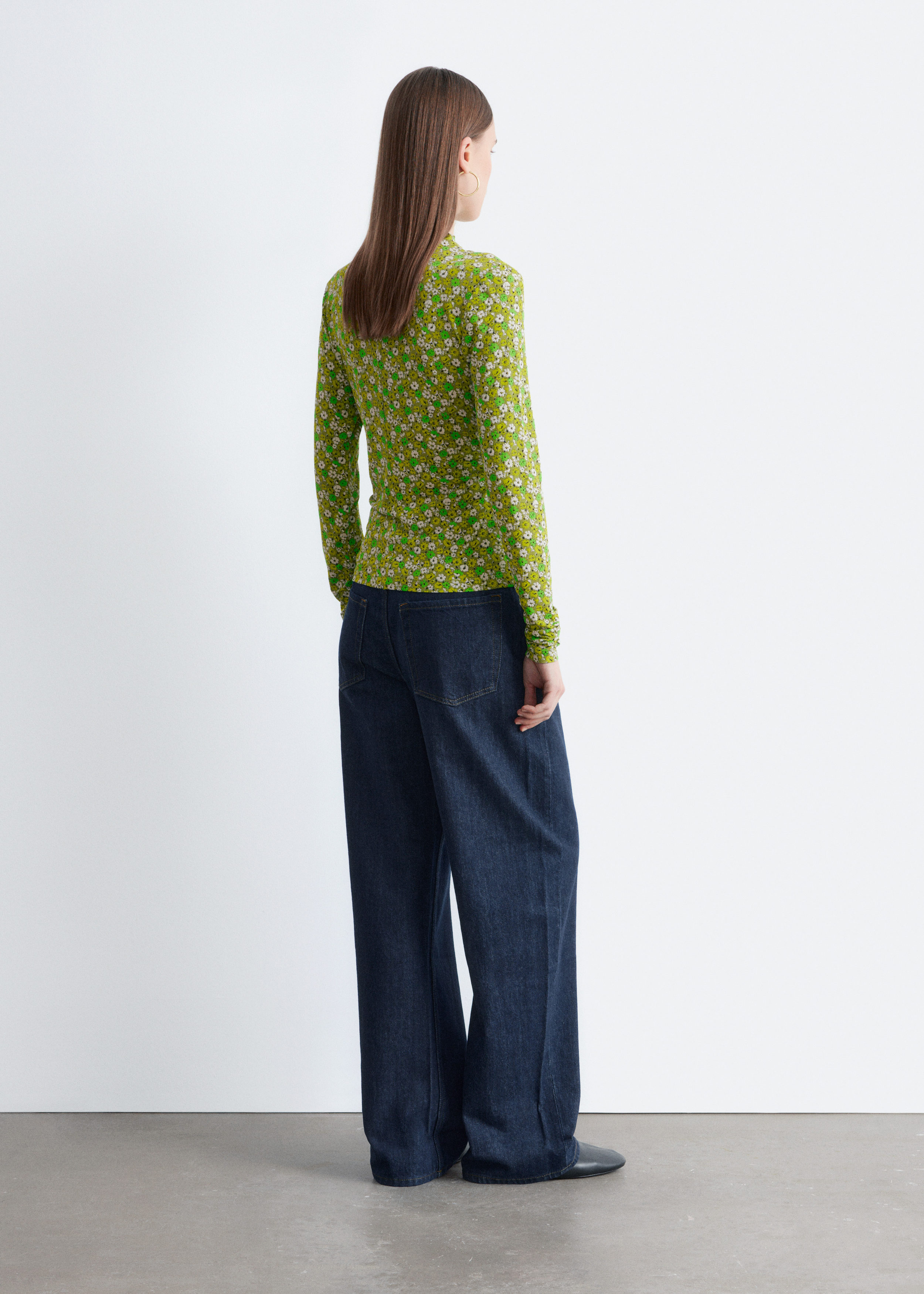 Draped Mock-Neck Top - Green / Floral - & Other Stories US