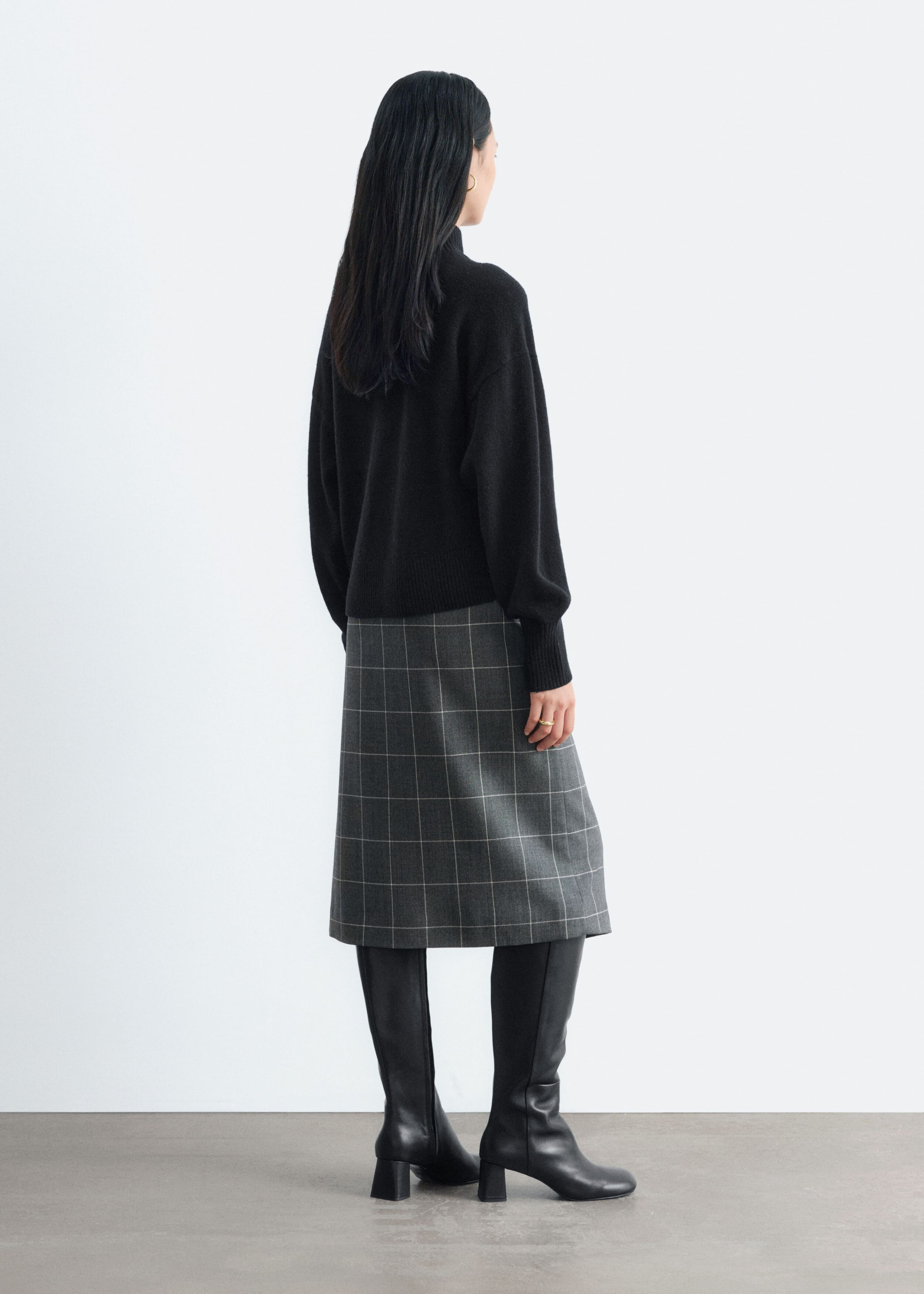 Mock-Neck Wool-Cotton Jumper - Black - Lookbook