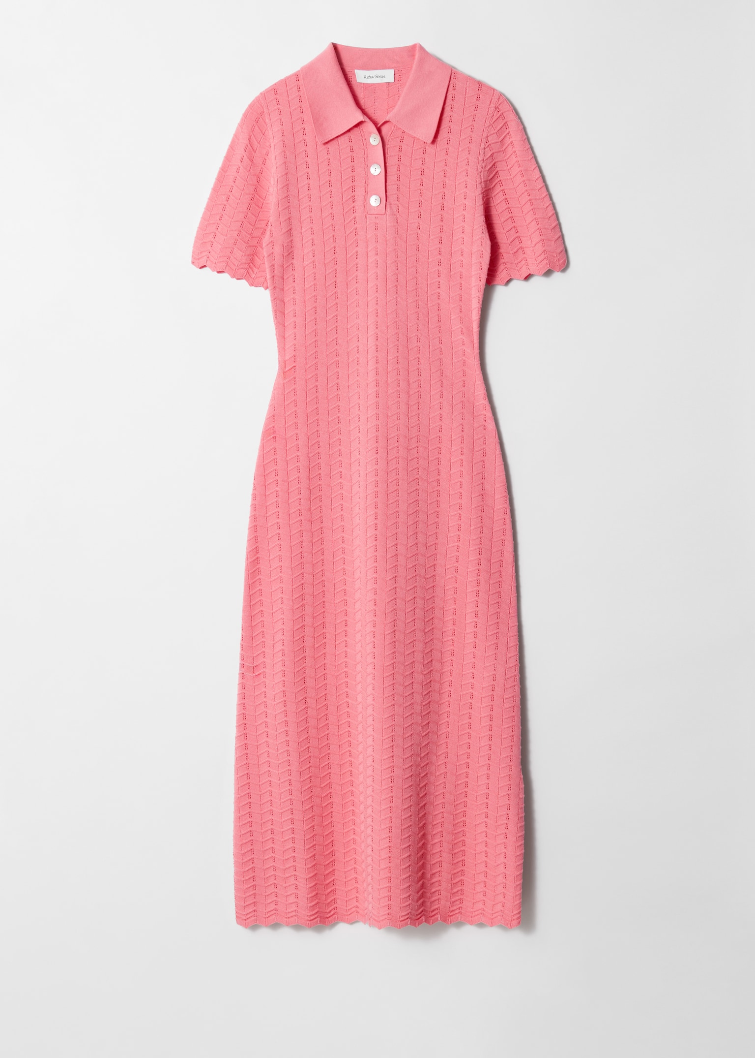 Pointelle-Knit Midi Dress - Roz/Crem - 2