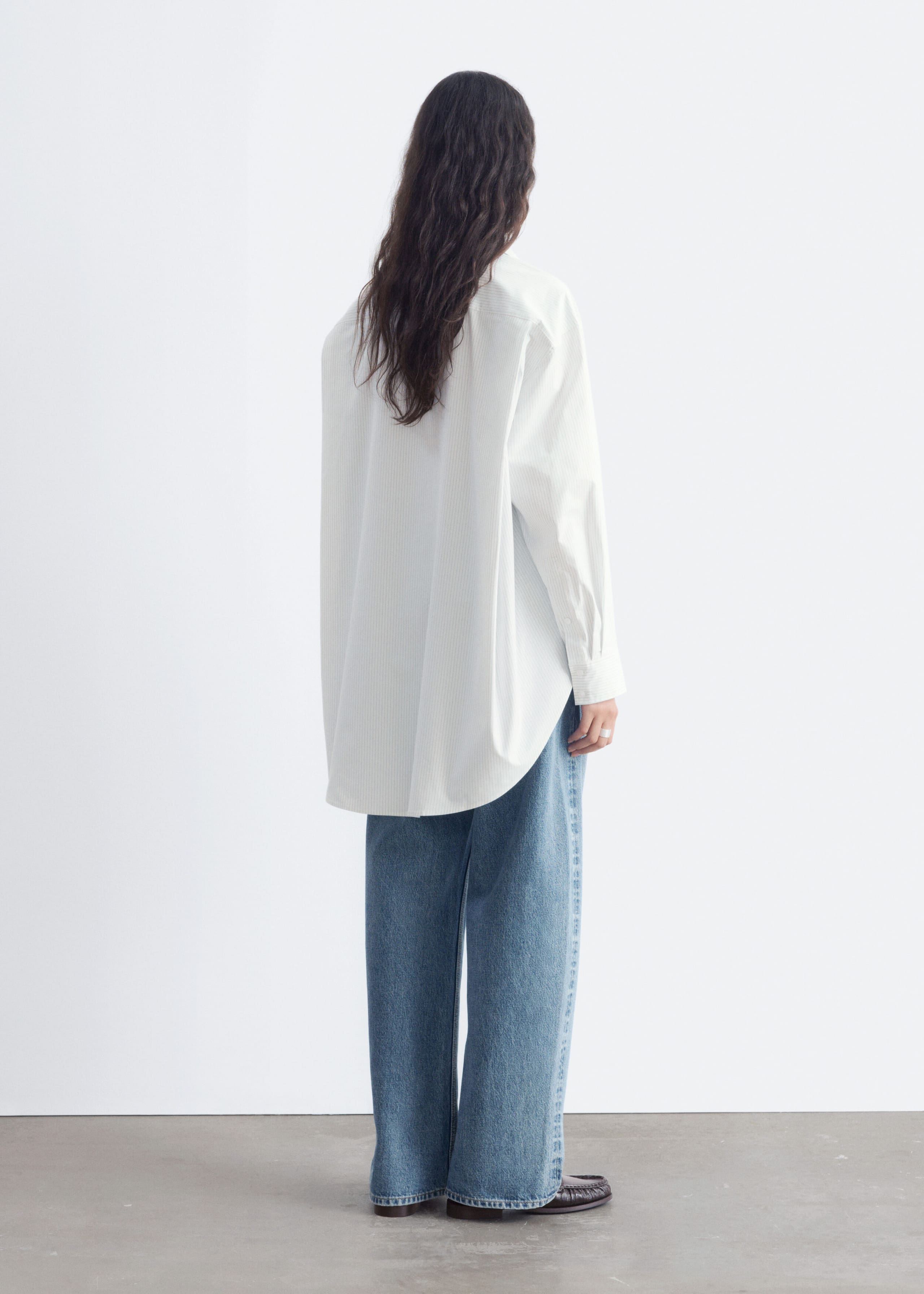 Rounded-Hem Oversized Shirt - White - Lookbook