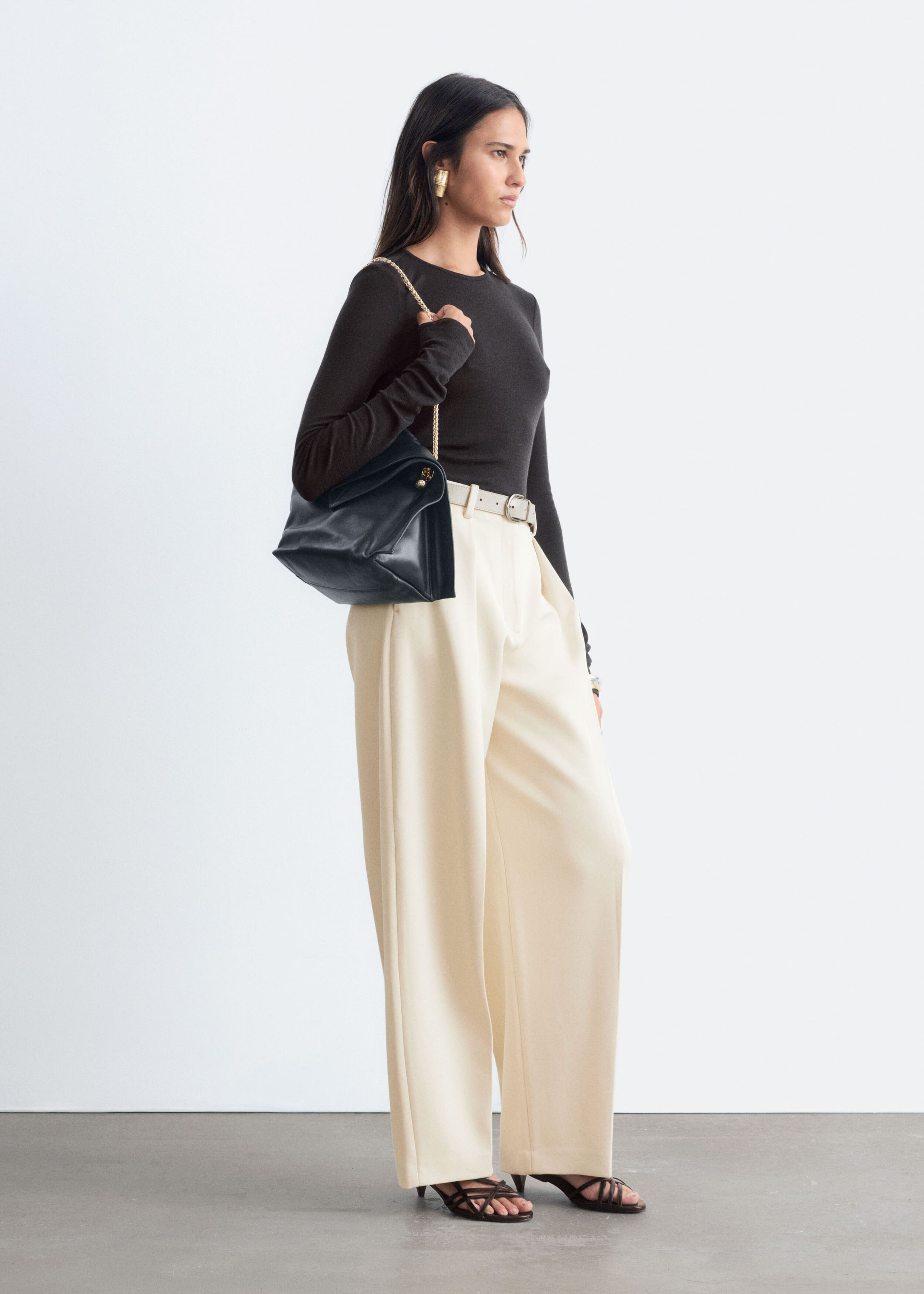 Plain-Knit Wool Top - Lilac - Lookbook