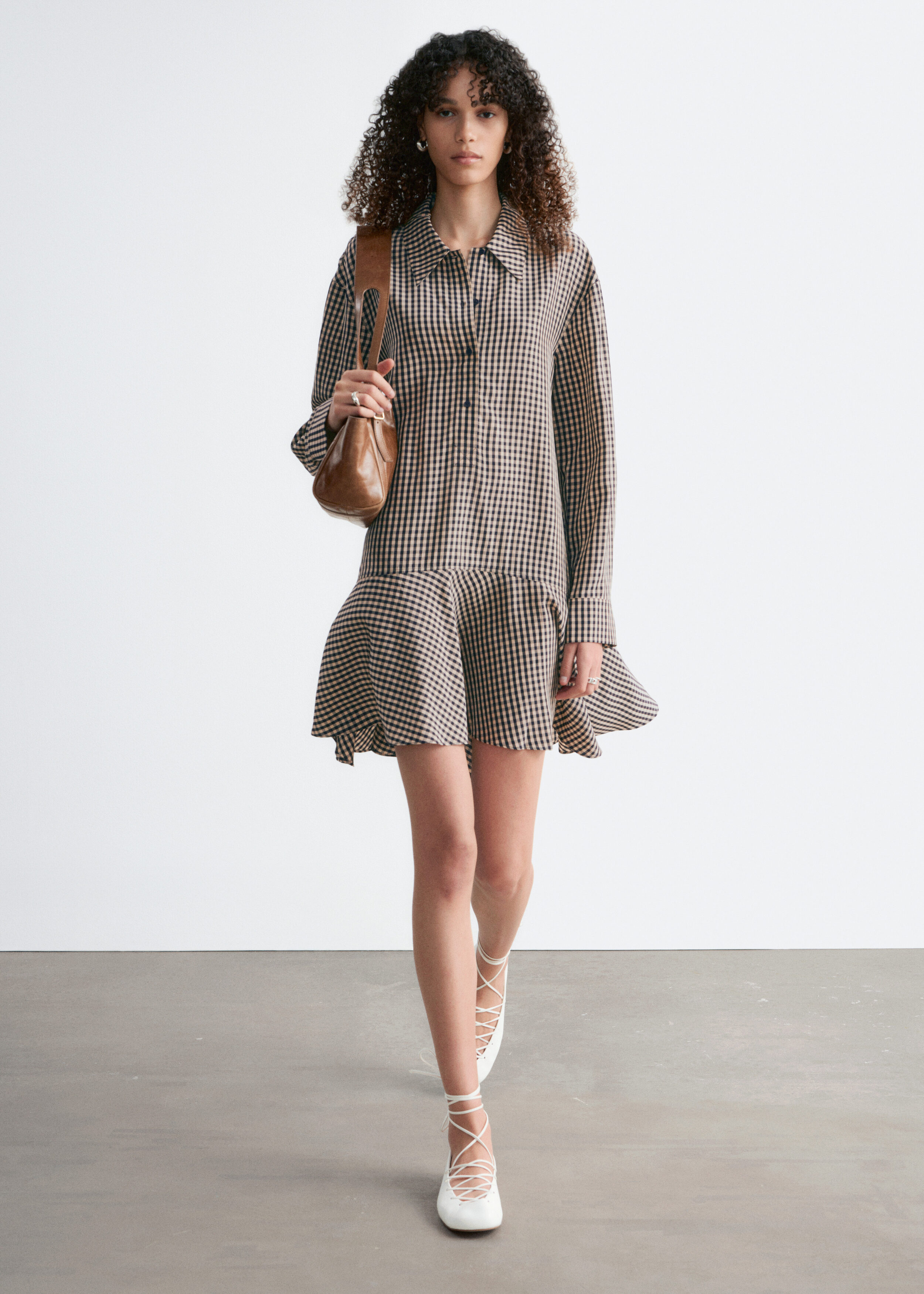 Wrap Shirt Mini Dress - Green/Beige Checked - & Other Stories GB