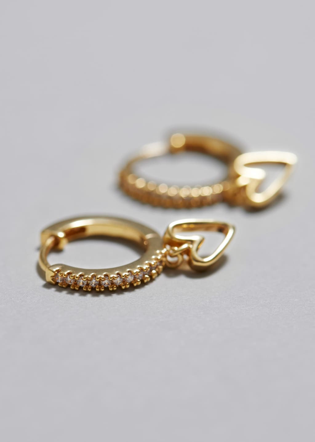 Gold-Plated Heart Hoops - Gold - Still Life