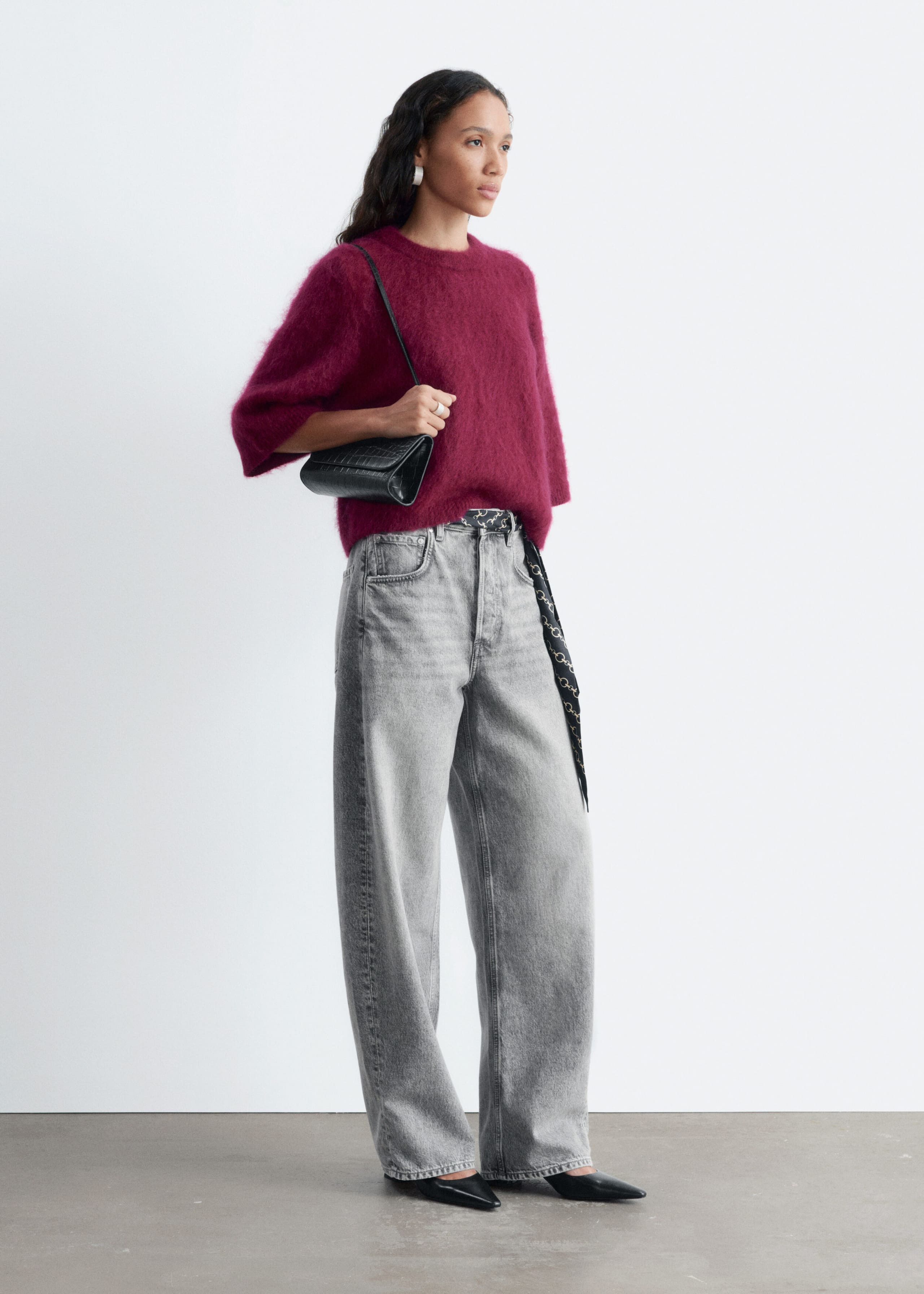 Mohair-Blend Knitted T-shirt - Brown - Lookbook
