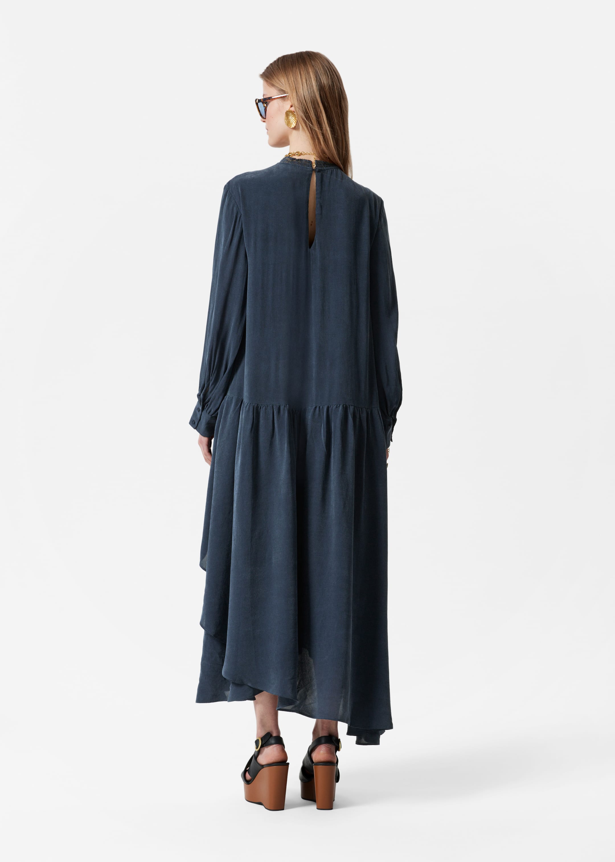 Zobacz większy obraz: Koronkowa sukienka maxi - Ciemnoniebieski - ONA | H&M PL 4