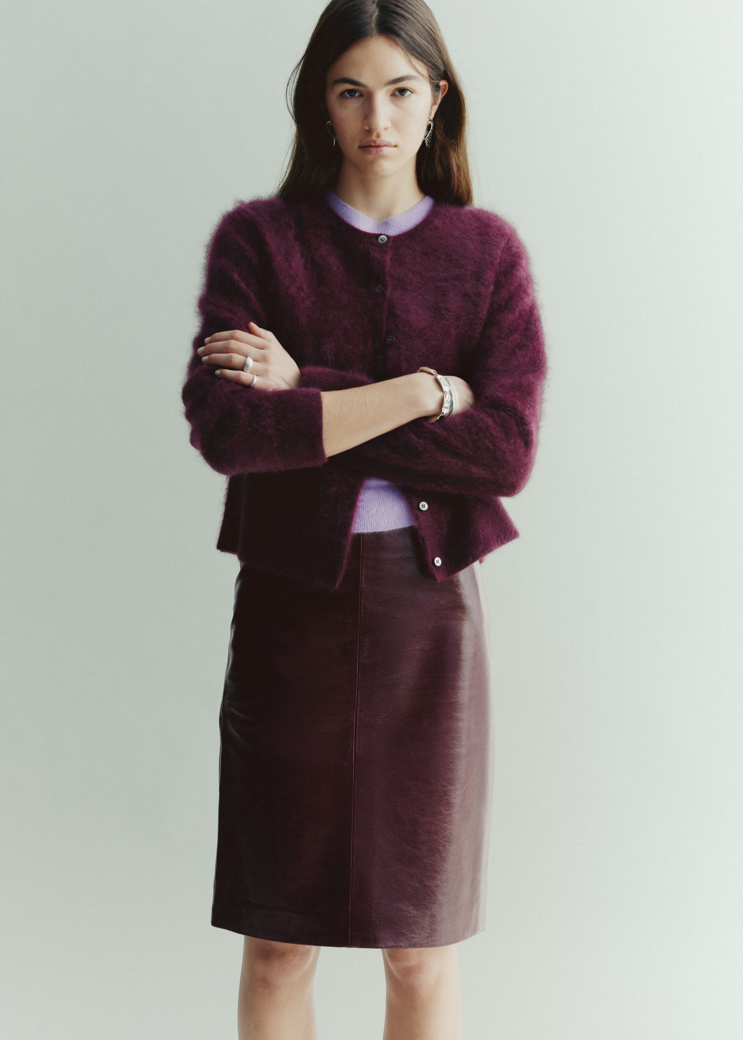 Brushed Cashmere Cardigan - Dark Red - Still Life