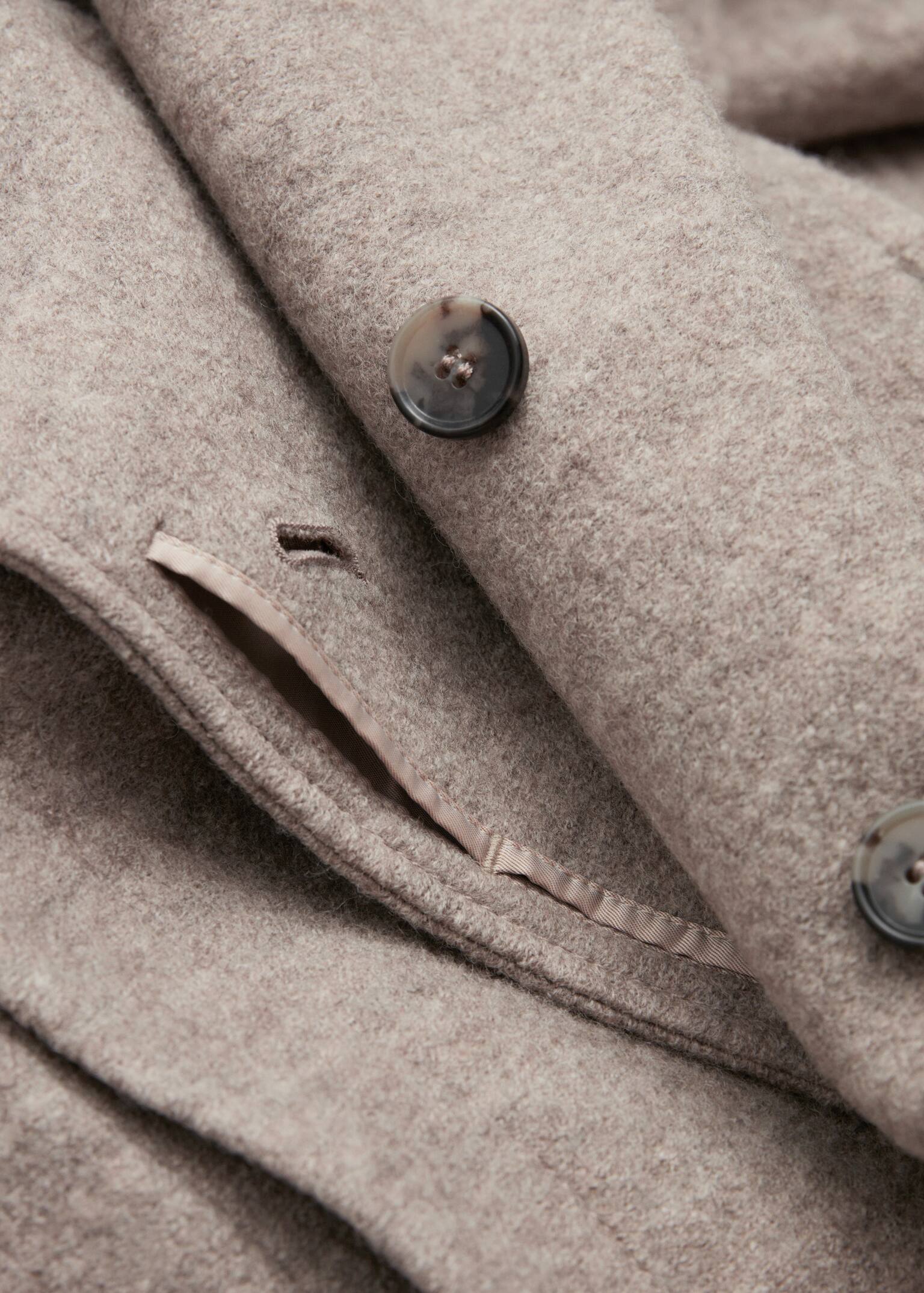 Cappotto voluminoso in lana con cintura - Beige/Nero/Viola scuro/Blu navy/Talpa scuro mélange - 6